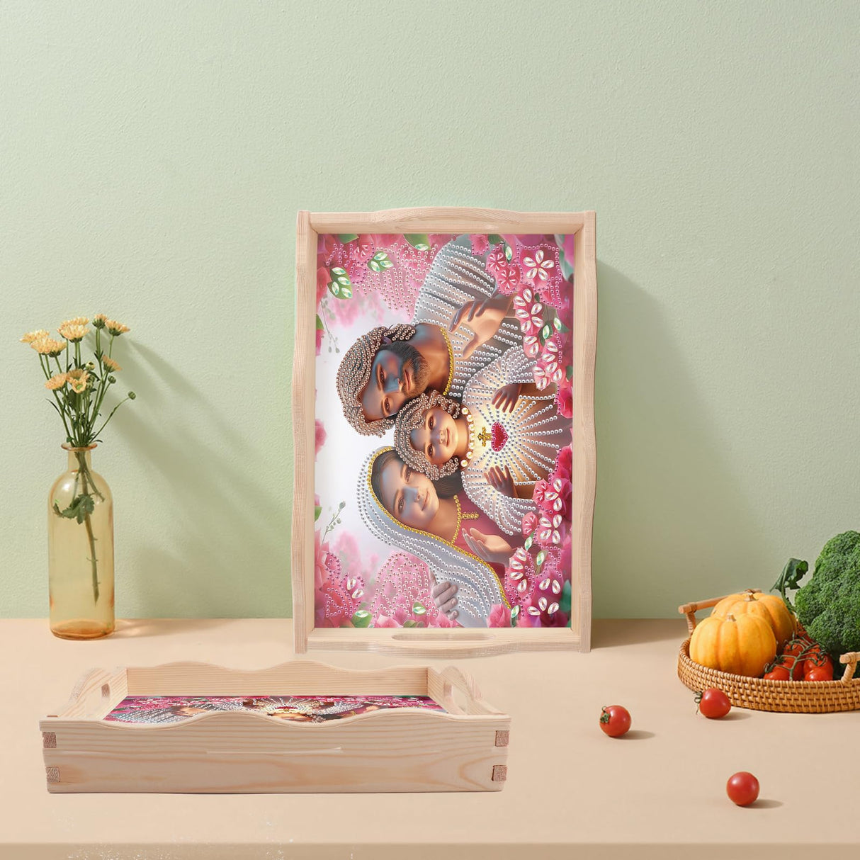 JZHYOAN Diamond Painting Trays for Adult, DIY Special Platter Creative Design, Food Large Art Serving Platter for Party Holiday Diamond Painting Table for Living Room Dining Woman Man Family JZHYOAN