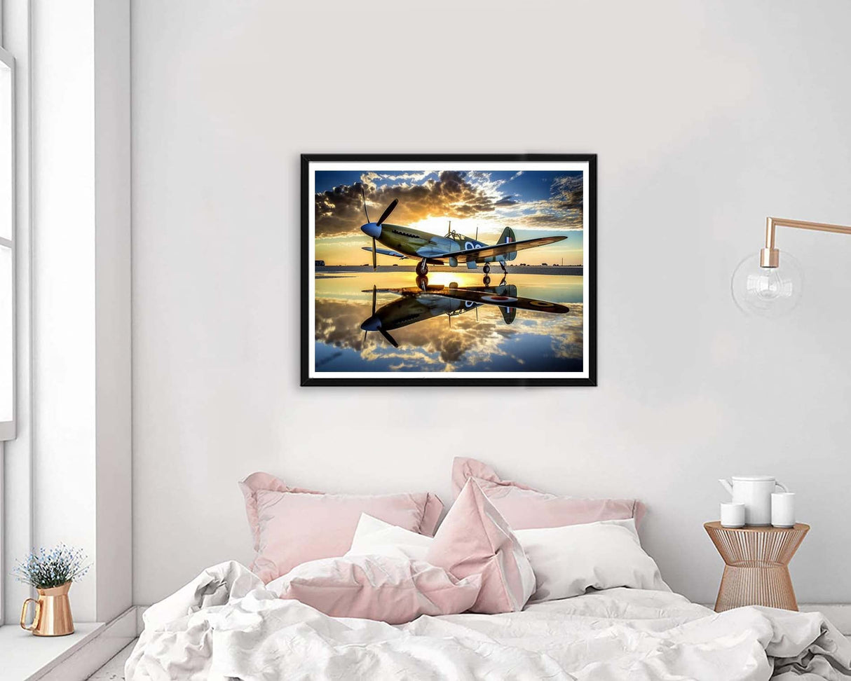VAIIEYO Diamond Art Kits for Adults Airplane, Diamond Painting Plane Machine, Full Drill Round Rhinestone Craft Canvas for Home Wall Decor Gift 12x16 inch VAIIEYO