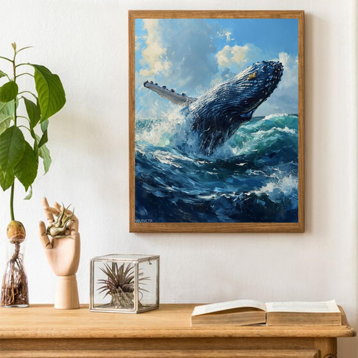 WUIVCTR Paint by Number for Adults, Majestic Humpback Whale Breach, DIY Paintings Acrylic Paint Canvas Women Bedroom Decor Man Painting Kits Art 16x20 Inch (Frameless) WUIVCTR