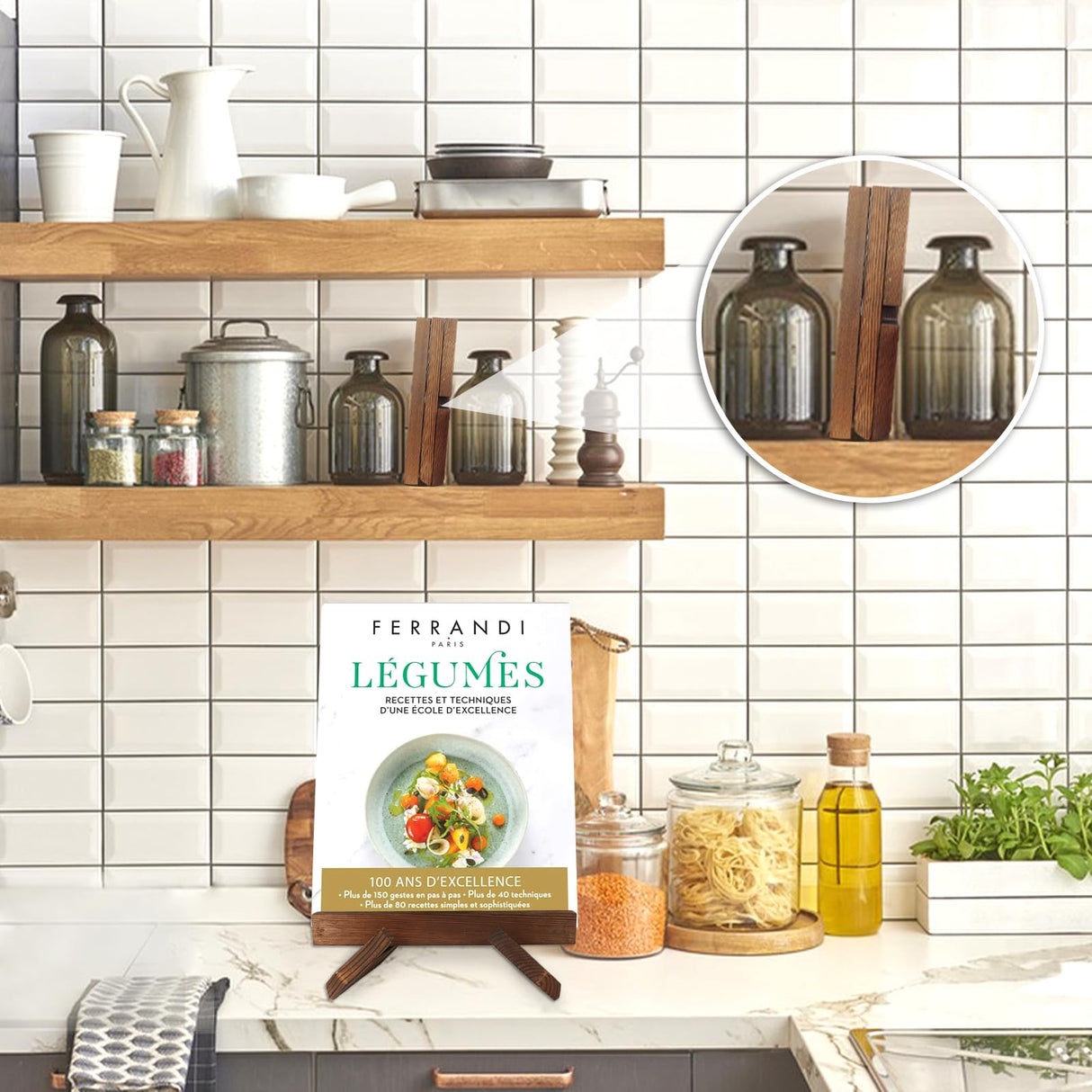 Cookbook Stand, Stylish Recipe Book Holder, Wooden Cookbook Holder, Multifunctional Photo Picture Frame Display Stand Cook Book Holder Stand for Home Kitchen Counter Tabletop Decor Openfly