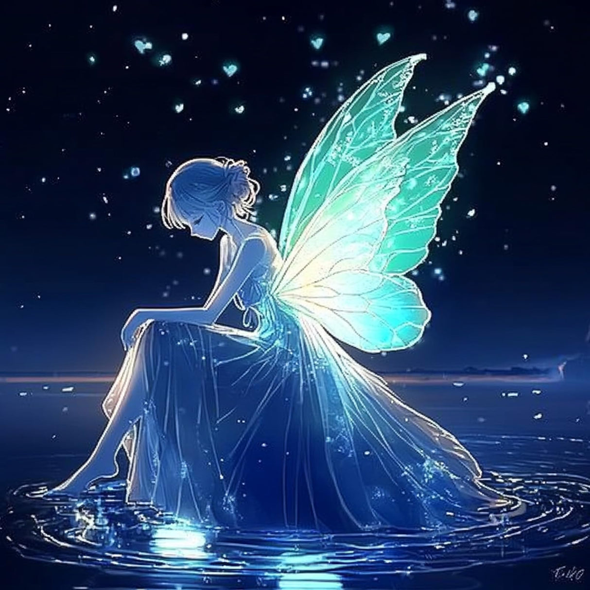 Miwixy Butterfly Fairy Diamond Art Kits for Adults,Starry Night Beach Diamond Painting 5D Full Drill Round Diamond Dots Paintings Canvas for Beginners Home Wall Decor12x12inch Miwixy