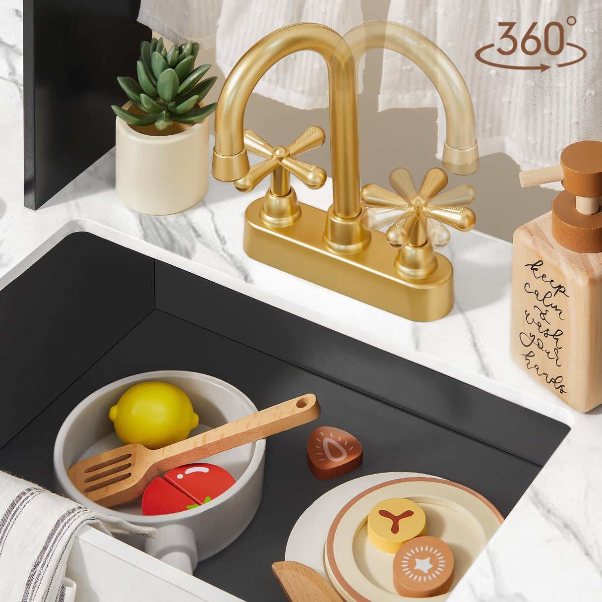 Tiny Land Play Kitchen for Kids, Wooden Play Kitchen Sets for Girls and Boys, New Modern Toddler Kitchen Toy Kitchen Designed in Trendy Home Style, Gift for Ages 3+ Tiny Land