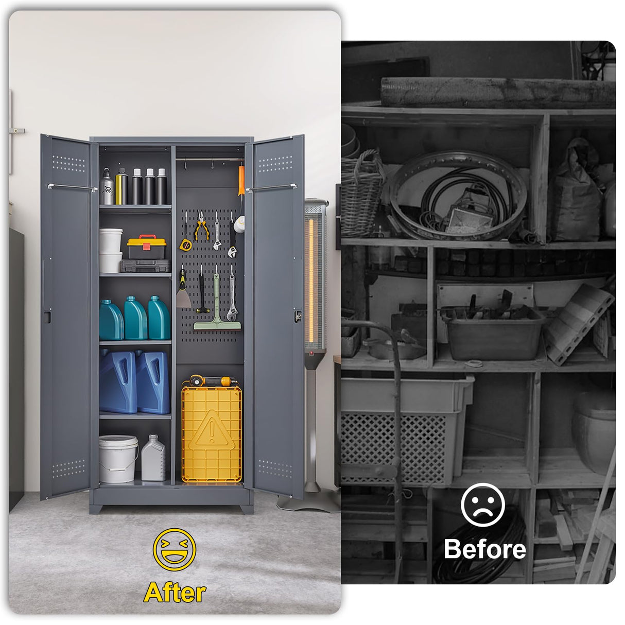 STEELIST 73" H Utility Storage Cabinet, Tall Cabinet with Doors and Shelves, File Cabinet with Pegboard, Heavy Duty Garage Storage Cabinets for Home Office, School, Basement, Gym STEELIST