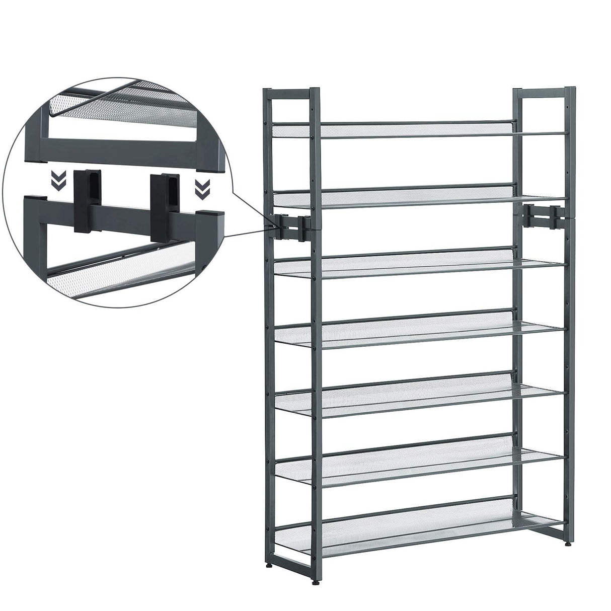 SONGMICS Shoe Rack, 5-Tier Shoe Organizer, Metal Shoe Storage for Garage, Stackable Shoe Shelf, with Adjustable Flat or Angled Shelves, 20-25 Pairs, Charcoal Gray ULMR05GB SONGMICS