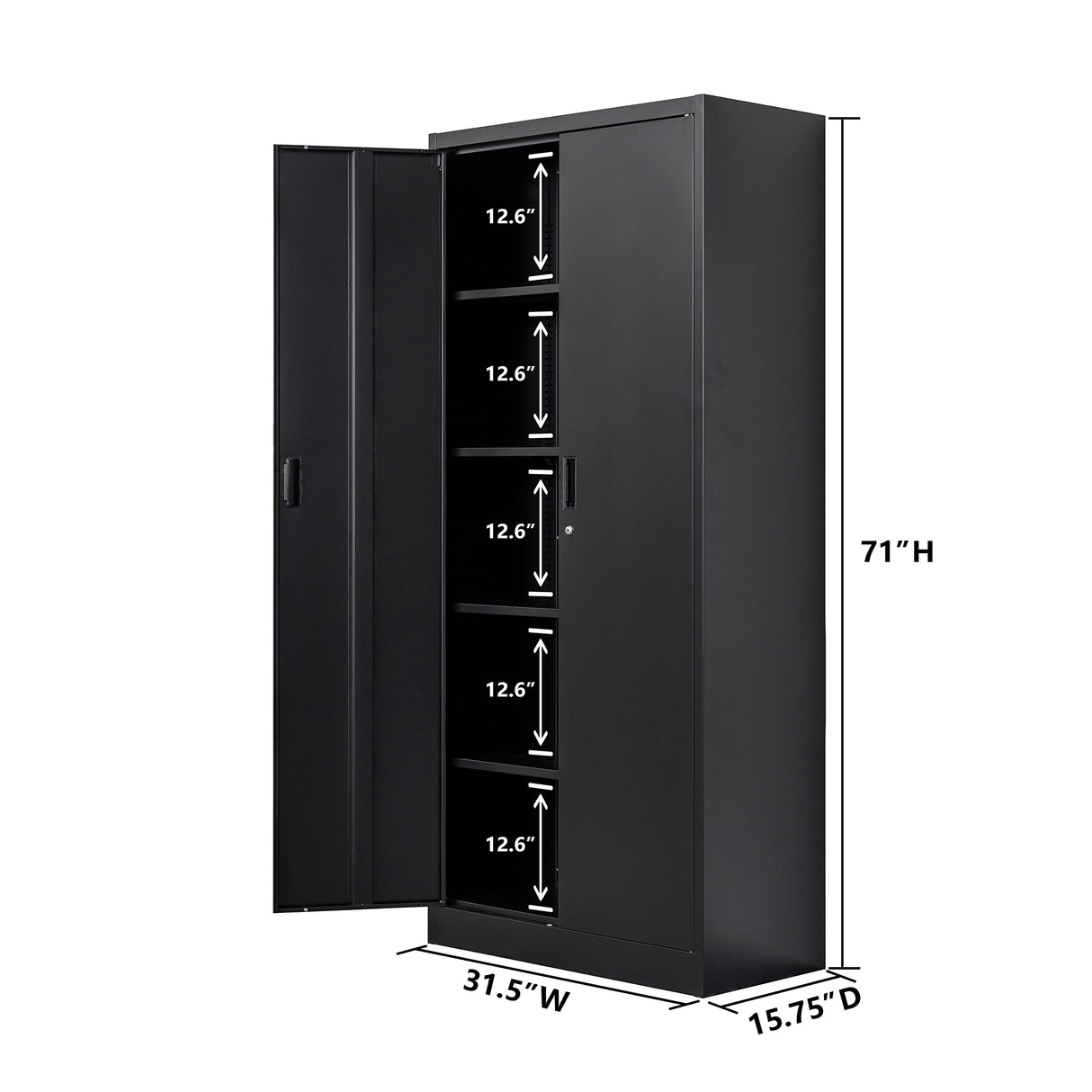 CJF Metal Storage Cabinet with Locking Doors and 5 Adjustable Shelves, Office Steel Cabinet for Garage, Classroom, School, Home, Pantry CJF