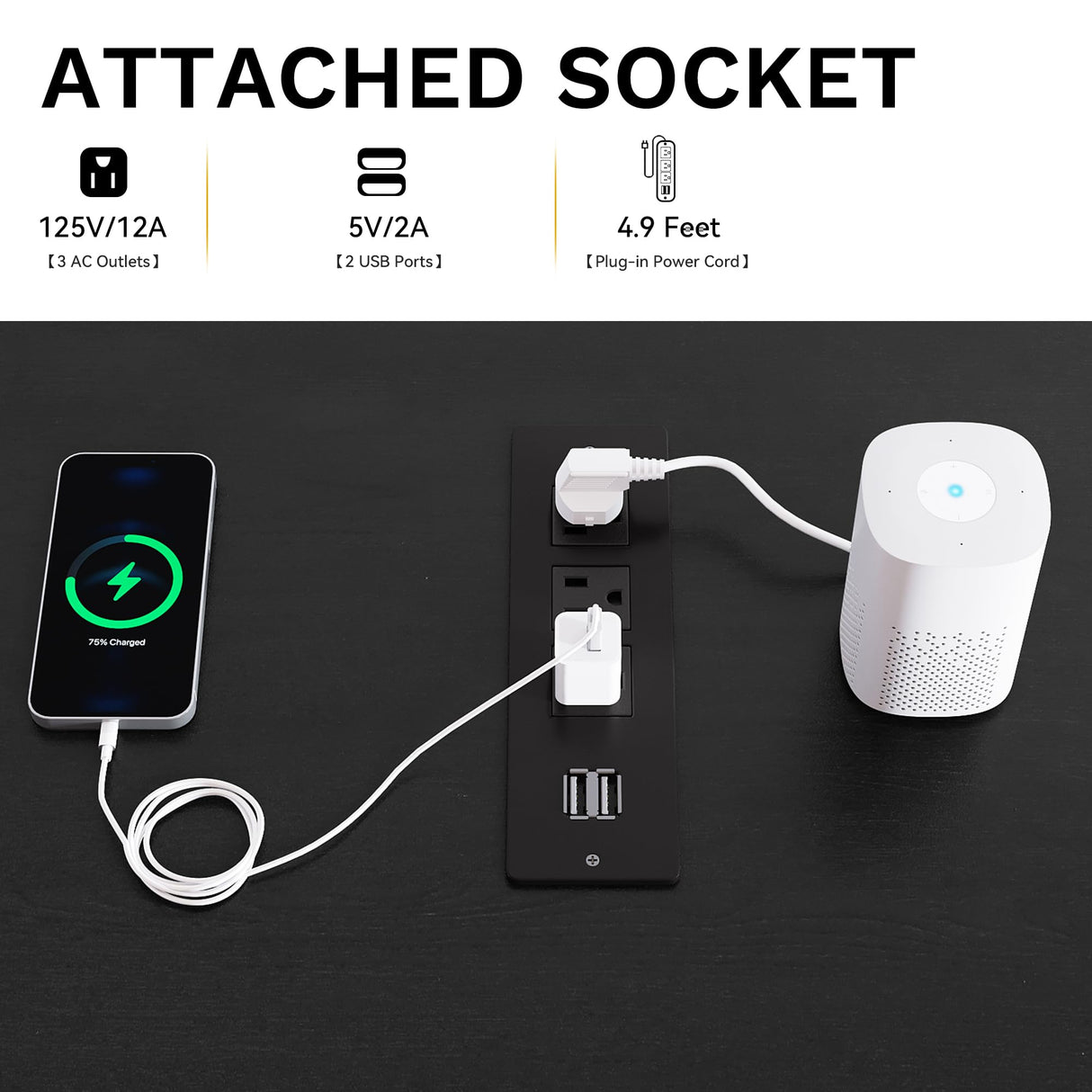 DWVO Farmhouse Wooden Dresser TV Stand with Power Outlet, 6-Drawer Dresser with Large Storage Drawers and Bar Handles, Ideal for Living Room, Hallway, 47.2" L x 15.7" W x 33.4" H - White & Black DWVO