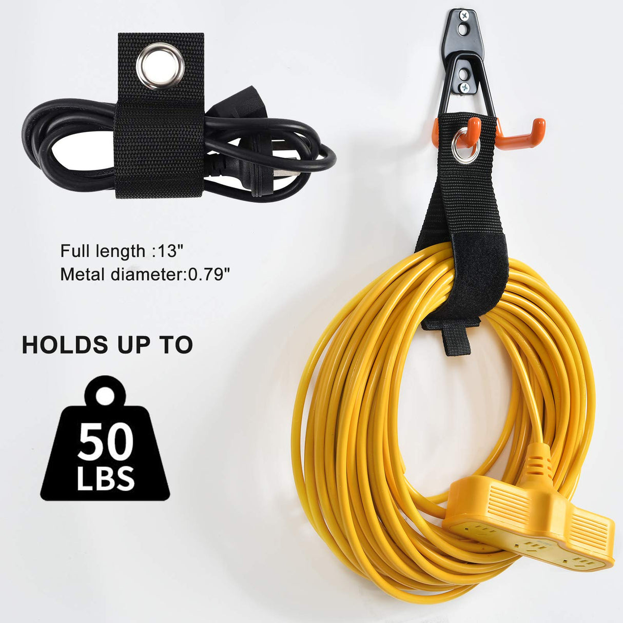 AOBEN Garage Hooks,24Pack Heavy Duty Garage Hanger Organizer Anti-Slip Double Wall Garage Storage Hooks for Ladder, Power Tool,Bike,Ropes (23 Hooks & 1 hoder Strap)-Orange AOBEN