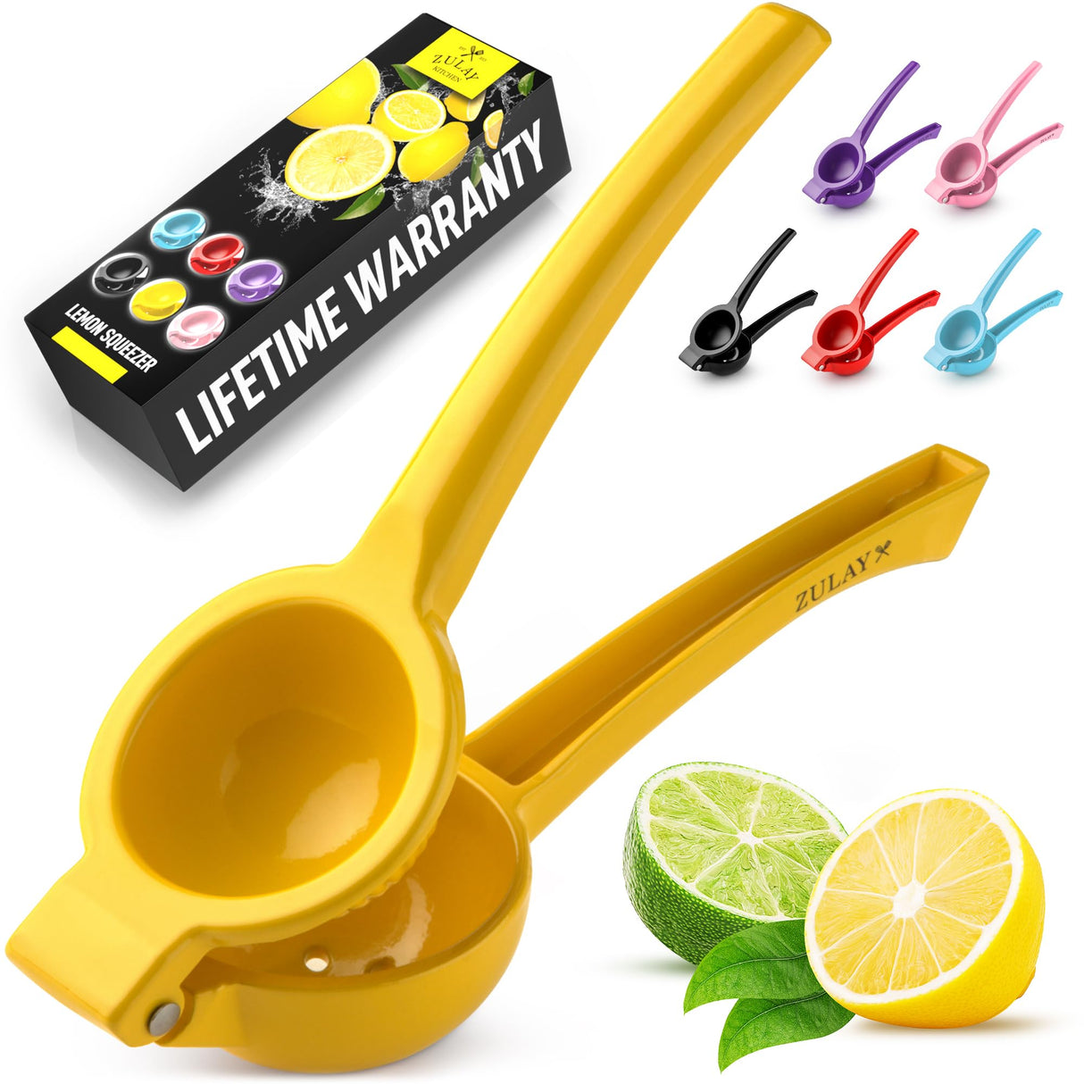 Zulay Kitchen Metal Lemon Squeezer - Handheld Lemon Juicer Squeezer - Easy to Use Citrus Juicer - Manual Press for Extracting the Most Juice Possible - Extracts Every Last Drop Zulay Kitchen