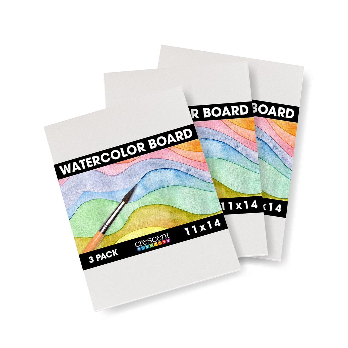 Crescent Creative Products Art & Illustration Watercolor Board, 11" X 14", White 3 Count Crescent