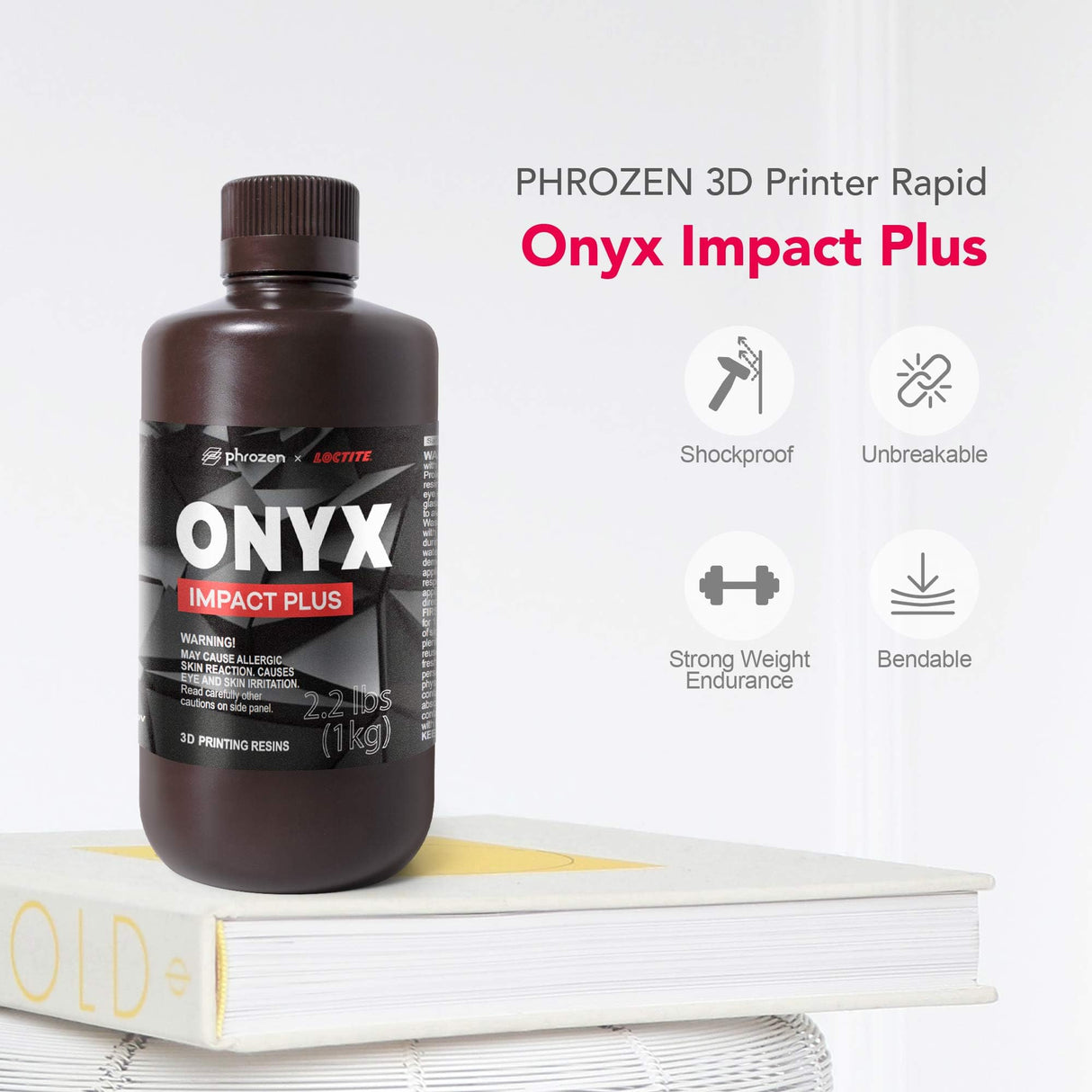 phrozen Onyx Impact Plus 3D Printing Resin, Strong & Tough, Ideal for Tabletop Gaming and Prosumer DIY Makers, Made in USA (1KG) phrozen