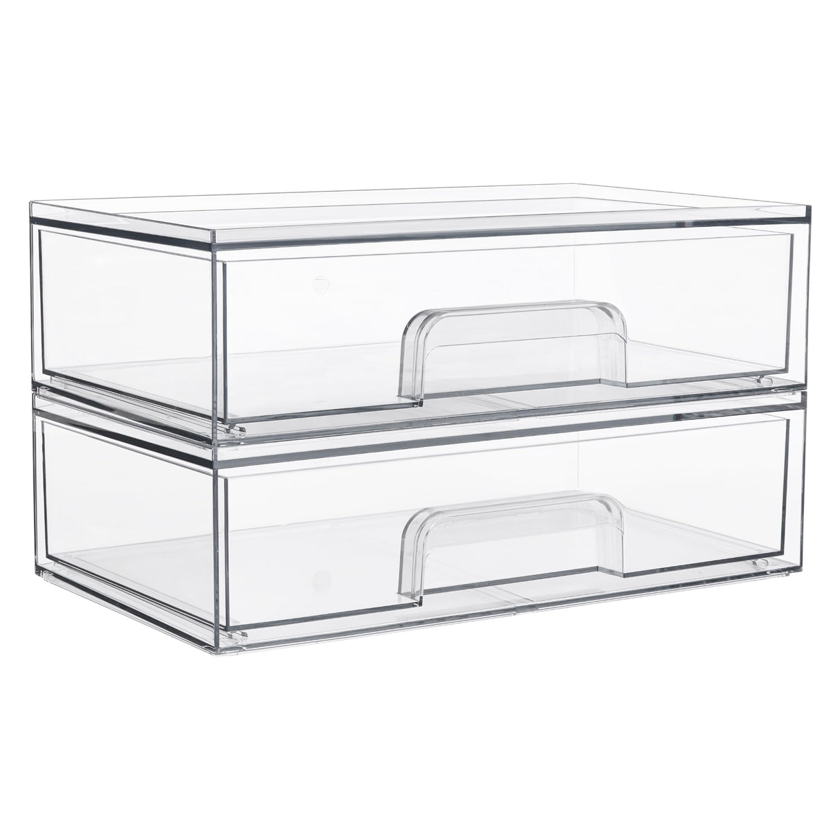 Vtopmart 12.1''W Clear Stackable Storage Drawers,2 Pack Acrylic Plastic Organizers Bins for Makeup Palettes, Cosmetics, and Beauty Supplies,Ideal for Vanity, Bathroom,Cabinet,Desk Organization Vtopmart
