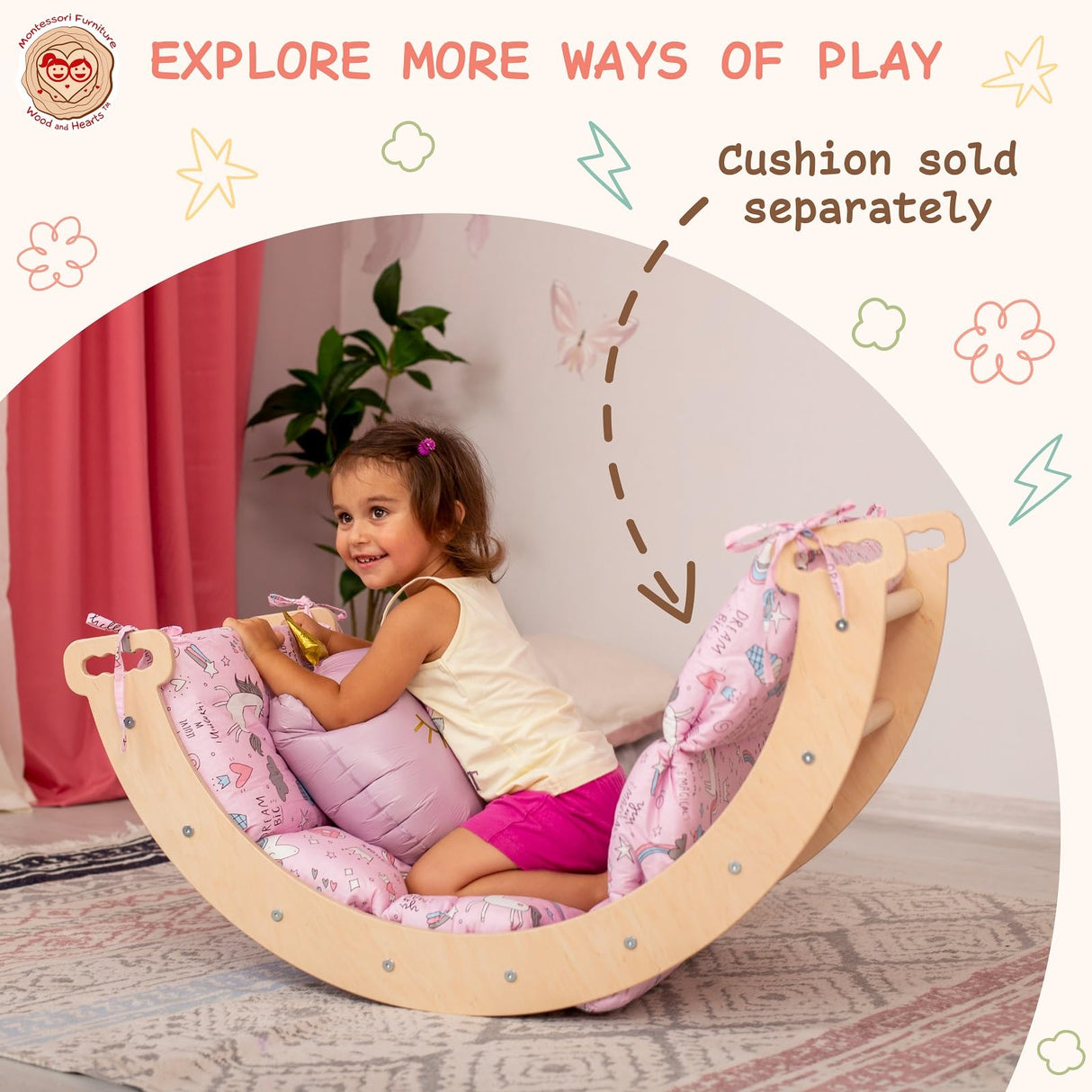 WoodandHearts Pikler Triangle Set of three items Wooden toys Climbing triangle Montessori Climbing toys for Toddlers Triangle with ramp Activity gym Baby Climbing triangle set (Large) Wood And Hearts