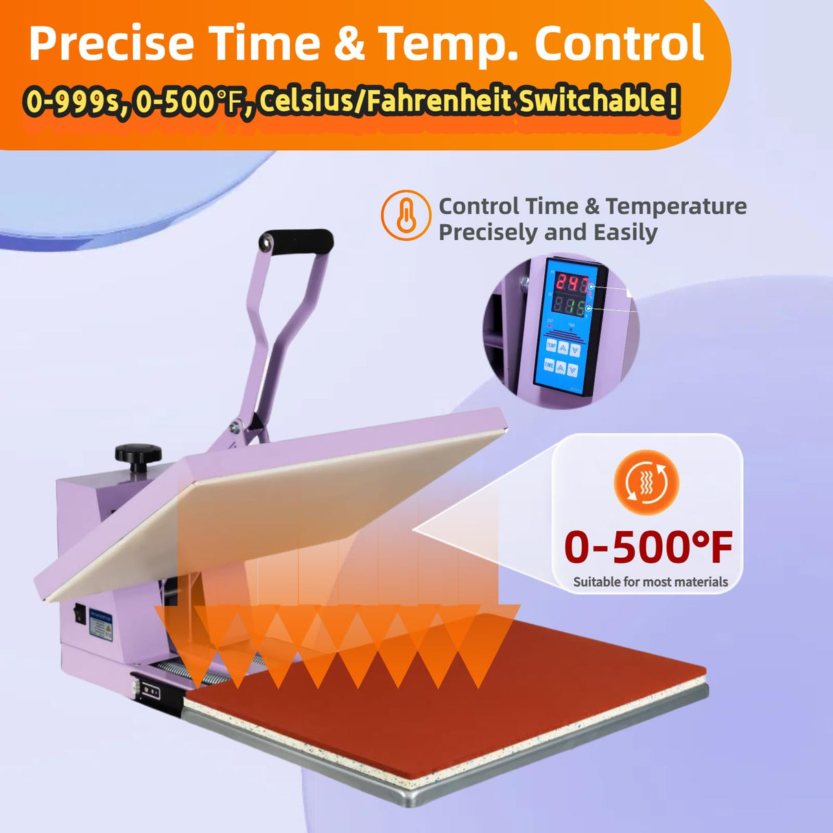 16x24 Heat Press Machine for T Shirts, 1.8-2kw, 72.77lbs High Pressure, Slide Out Sublimation Heat Transfer Press Suitable for Industrial, Small Business, or Home Use. (Purple, 16x24 Manual) Generic