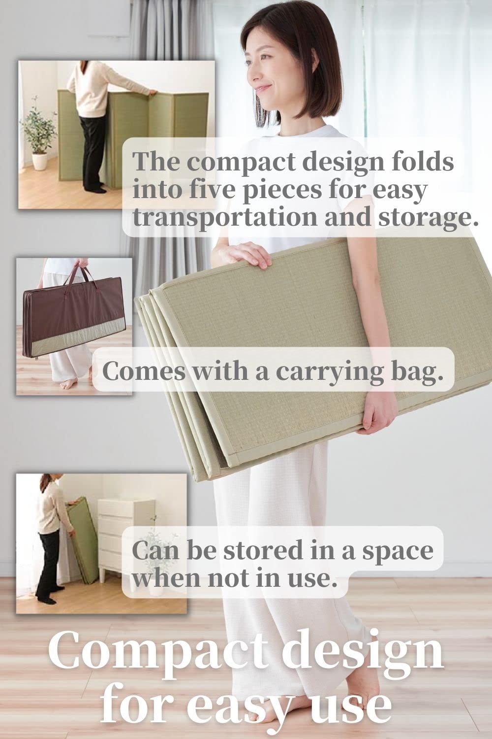 BJDesign Japanese Tatami Mat (Igusa Mattress), Foldable, Rush Grass, Floor Sleeping Japanese Futon Mattress Meditation Yoga Zen (Twin XL) BJDesign