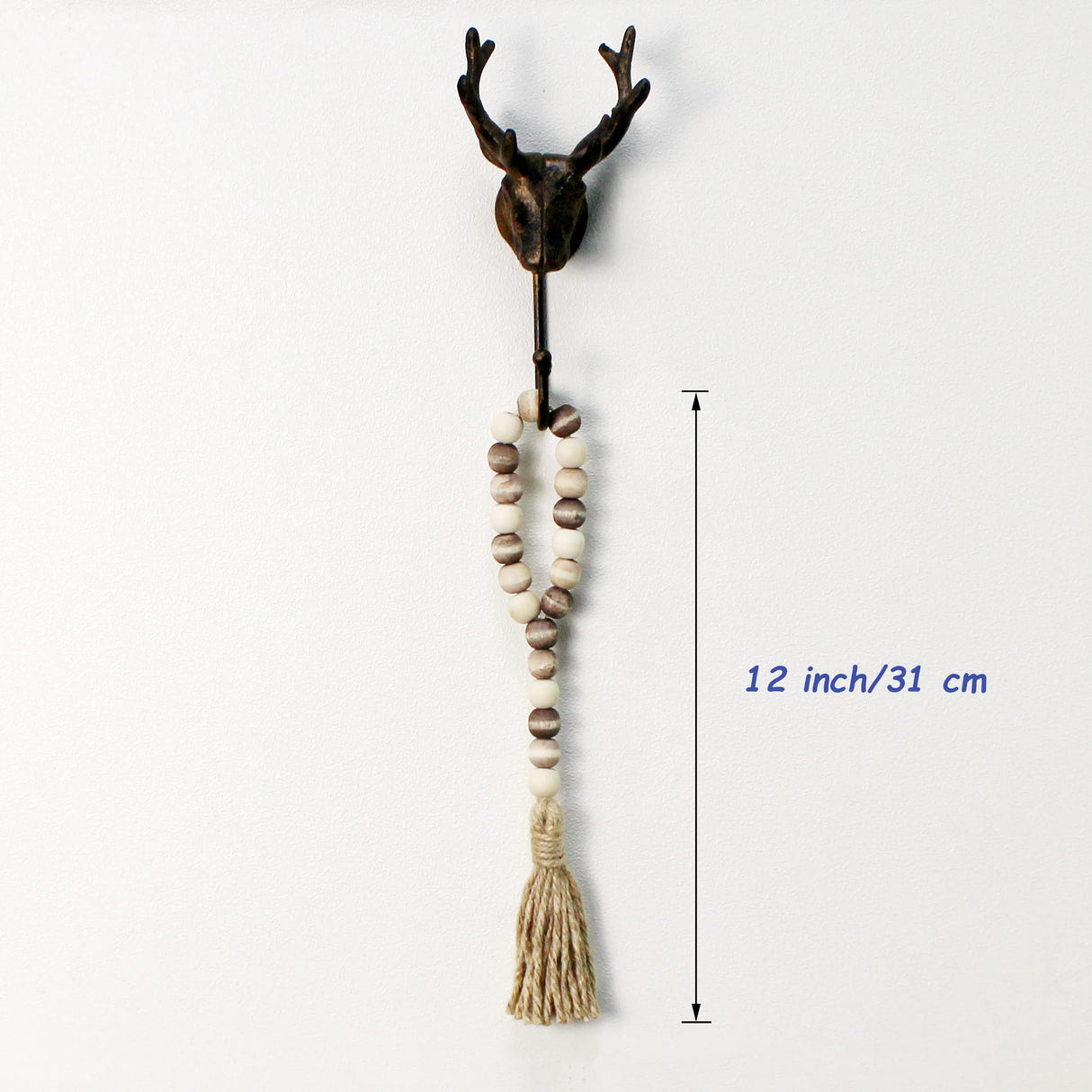 CVHOMEDECO. Wood Bead Garland with Tassels 3 PCS Farmhouse Rustic Wooden Prayer Beads String Wall Hanging Accent for Home Festival Decoration. Mix Distressed CVHOMEDECO.