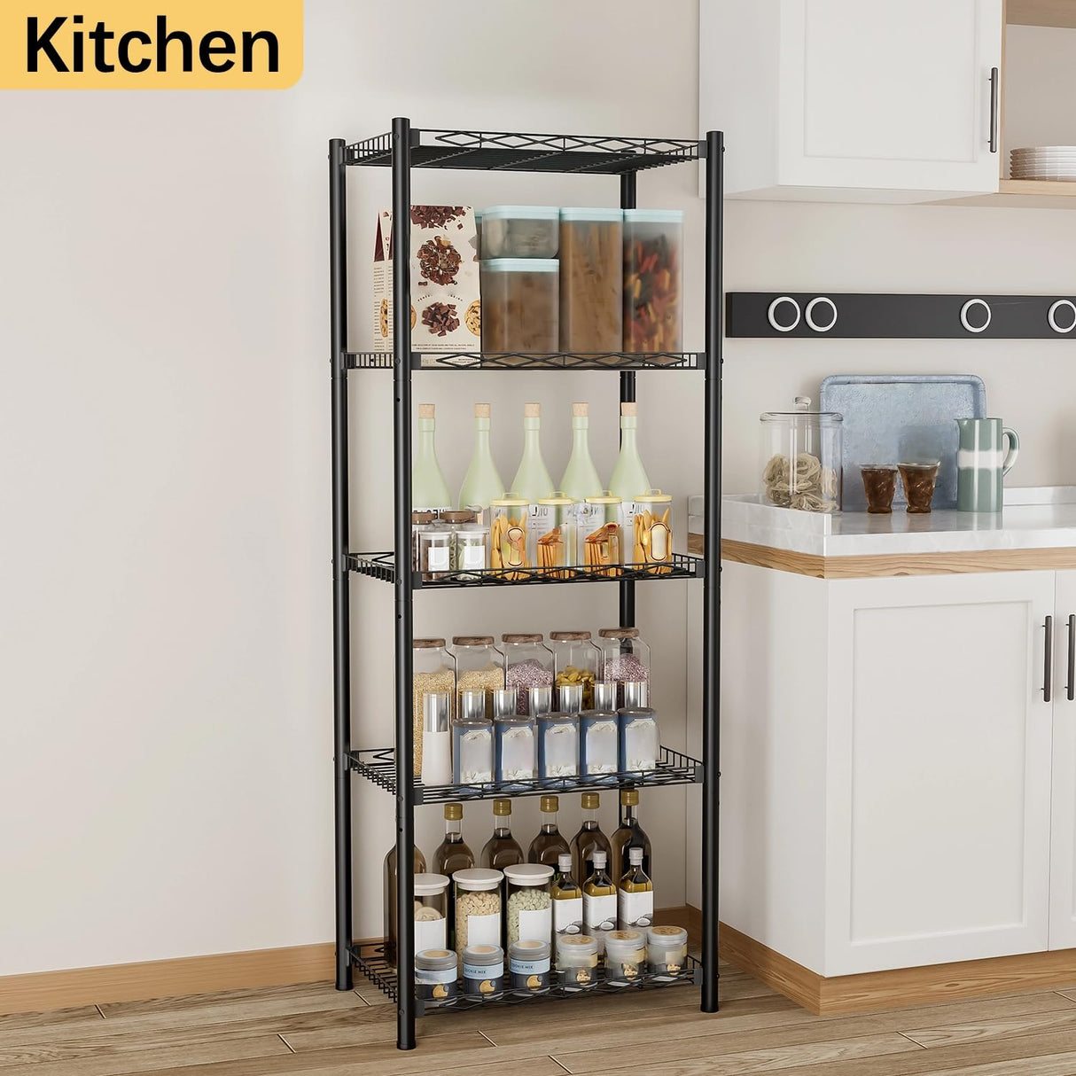 VETALLO Wire Shelving Units,5 Tier Metal Shelves,Storage Rack Small Shelf, Utility Narrow Standing Racks Unit for Kitchen,Garage, Pantry, Laundry,Bathroom,Closet Organizer (16.6" L x 11.8" W x 53" H) VETALLO