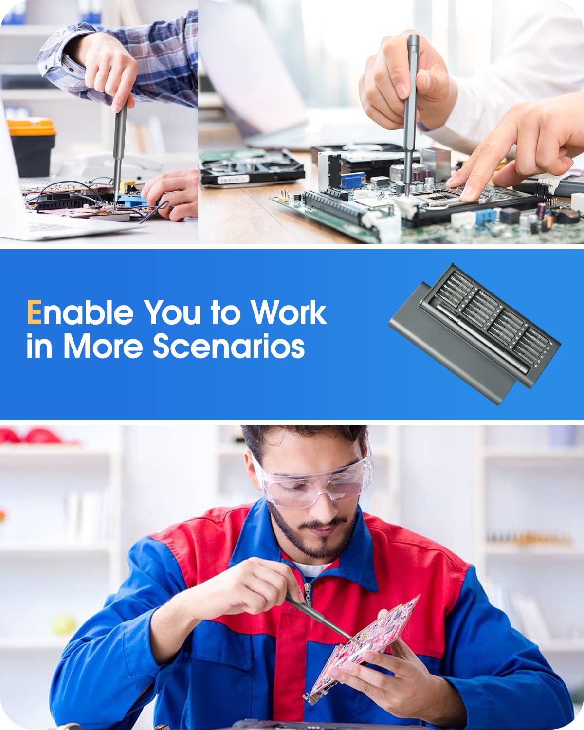 Precision Screwdriver Set, Small Screwdriver with Torx Phillips Head & Flathead, Repair Tool Kit with Magnetic Bits for Electronics, PC, Watch, Jewelry, DIY Projects and Home Repairing Kingsdun