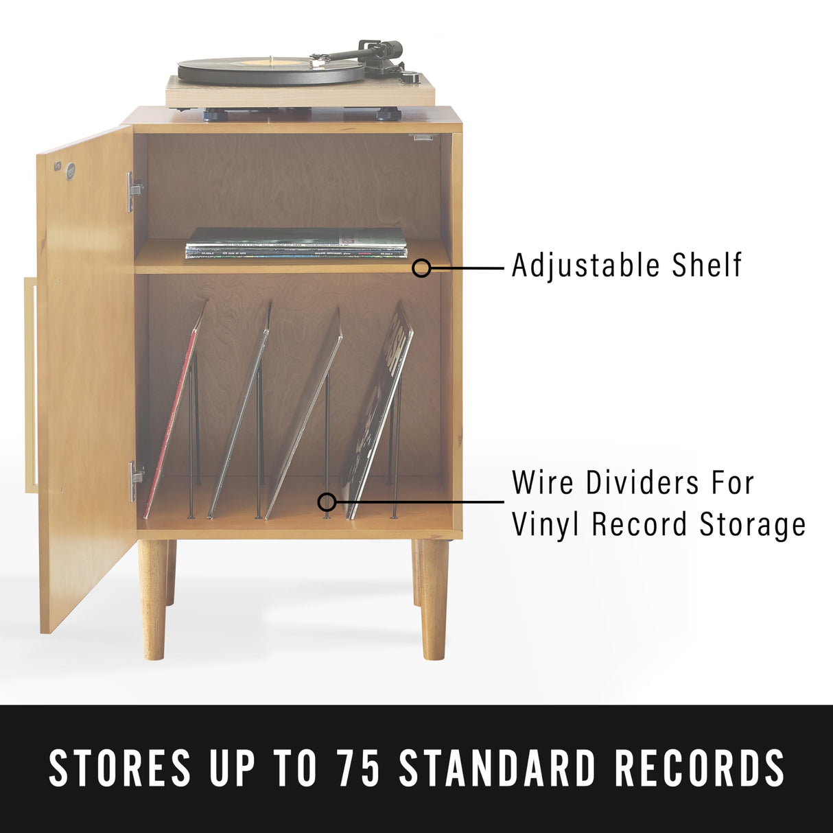 Crosley Furniture Everett Record Player Stand with Storage for Vinyl Records, Acorn Crosley Furniture