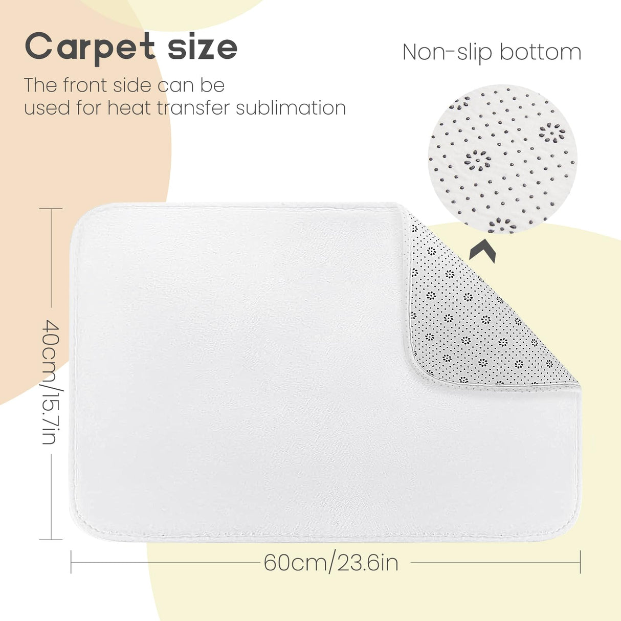 Jippedea Sublimation Blank Door Mats,2 Pack 23.6 x 15.7 Inch Heat Transfer Welcome White Mat,Dye Blanks Products Polyester Doormats for Bedroom Bathroom Entrance Non Slip Absorbent Jippedea