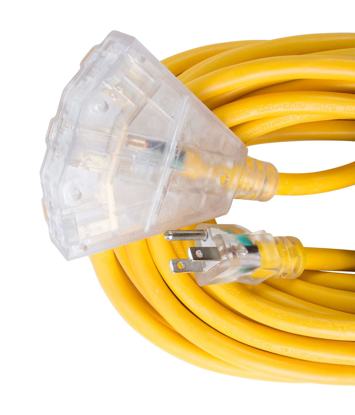 Bergen Industries Inc OC501233T Extra Heavy-Duty Outdoor Triple Tap Extension Cord, 50 ft, 12 AWG, 15A/125V AC , Yellow Bergen Industries