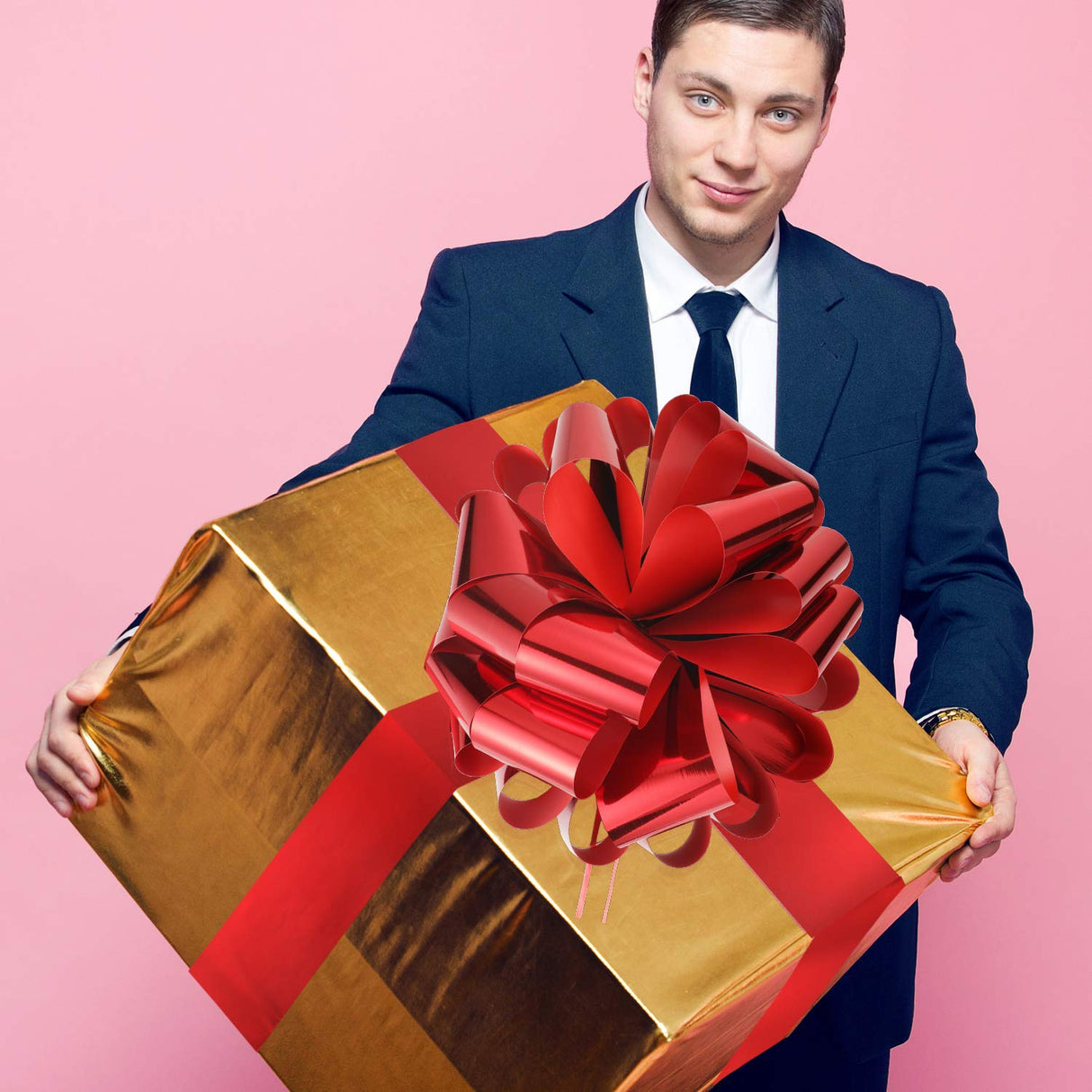 Big Car Bow 25 Inch Giant Car Bow with 20 ft Ribbon for Large Gift Wrapping New Houses Huge Present Birthday Christmas Decor(Glossy Red) Zonon