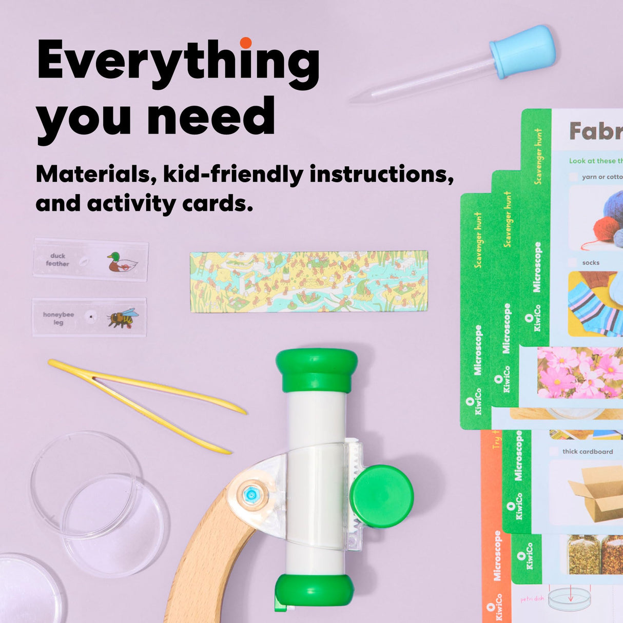 KiwiCo Kids Microscope Kit for Ages 5-8 Years Old | 100X-1200X Magnification, Easy Zoom Lens, LED Light | Science Experiment Set with Kid Biology Tools | STEM Educational Toy for Boys & Girls, 1 Pack KiwiCo