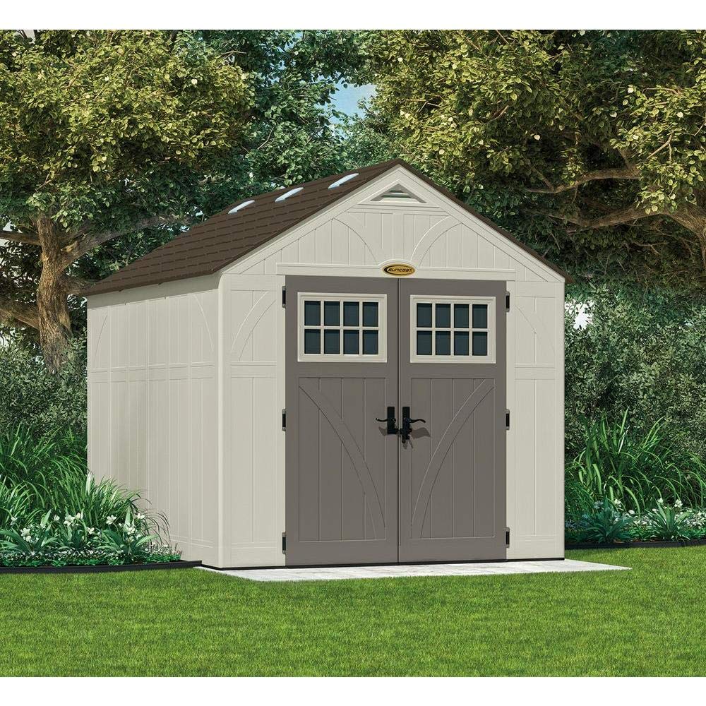 Suncast 8' x 10' Heavy-Duty Resin Tremont Storage Shed, Sand Suncast