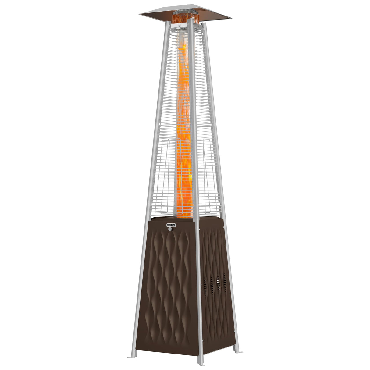 EAST OAK Pyramid Patio Heater, 48,000 BTU Outdoor Patio Heater, Quartz Glass Tube Propane Heater, Triple Protection System, With Wheels, Outdoor Heater for Commercial & Residential, Brown EAST OAK