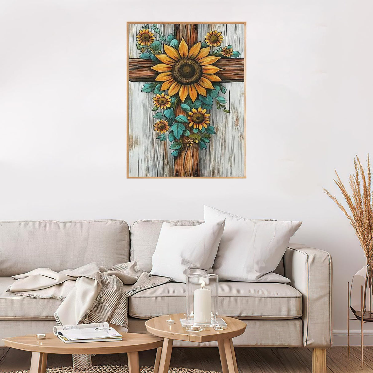 YQFCZDQ Sunflower Flowers Diamond Art Kits for Adults,DIY Religion Cross 5D Diamond Painting Kits Round Diamond Dots for Beginners,Full Drill Paint with Diamonds Pictures Gem Art Home Decor 12 x 16 In YQFCZDQ