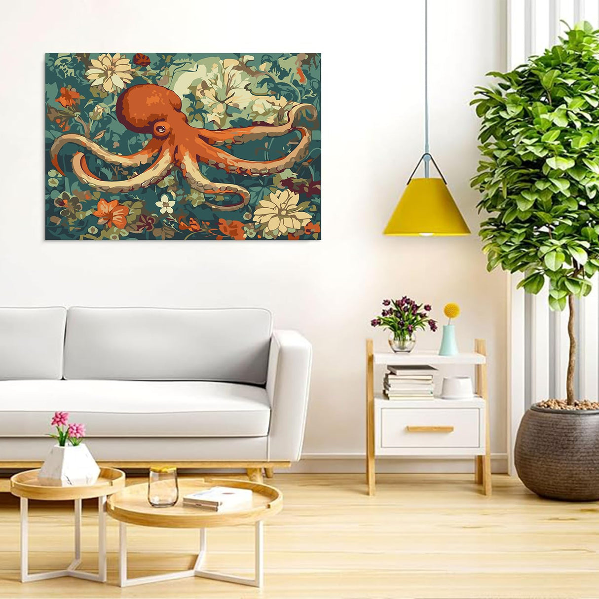 Auremi Octopus Paint by Number Kits for Adults,Animal Paint by Number on Canvas with Frame DIY Painting with Number Acrylic Oil Paint Kits for Home Decor 8x12 Inch Auremi