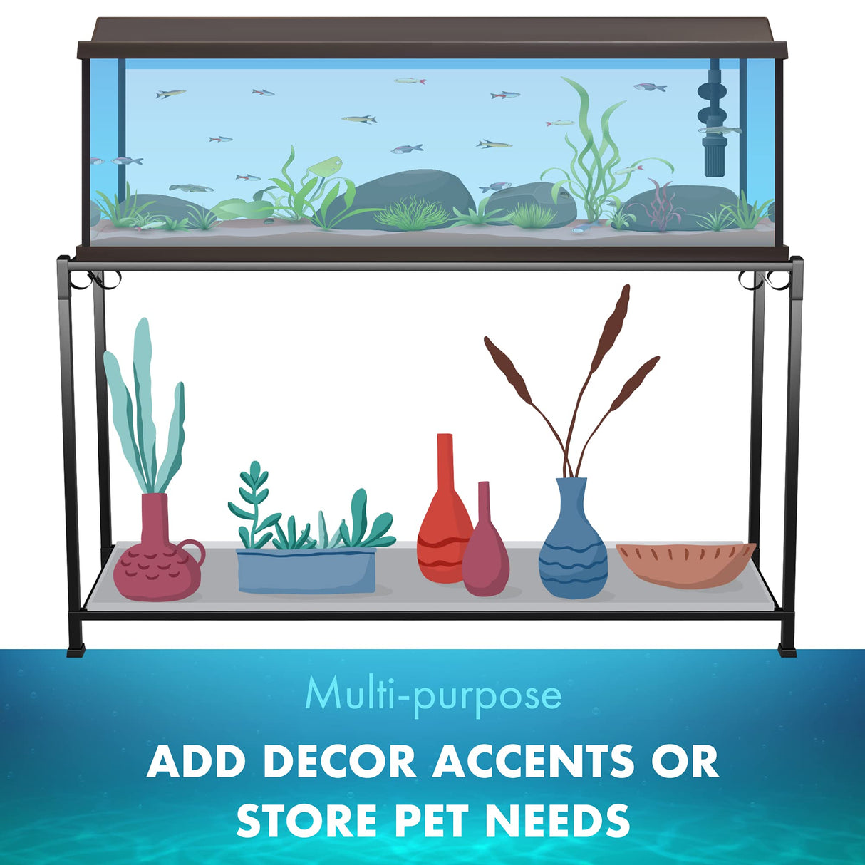 TitanEze 55 Gallon Double Aquarium Stand (2 Stands in 1), Fish Tank Stand, Bird Cage Stand, 50.5" W x 32" H x 13" D Caitec