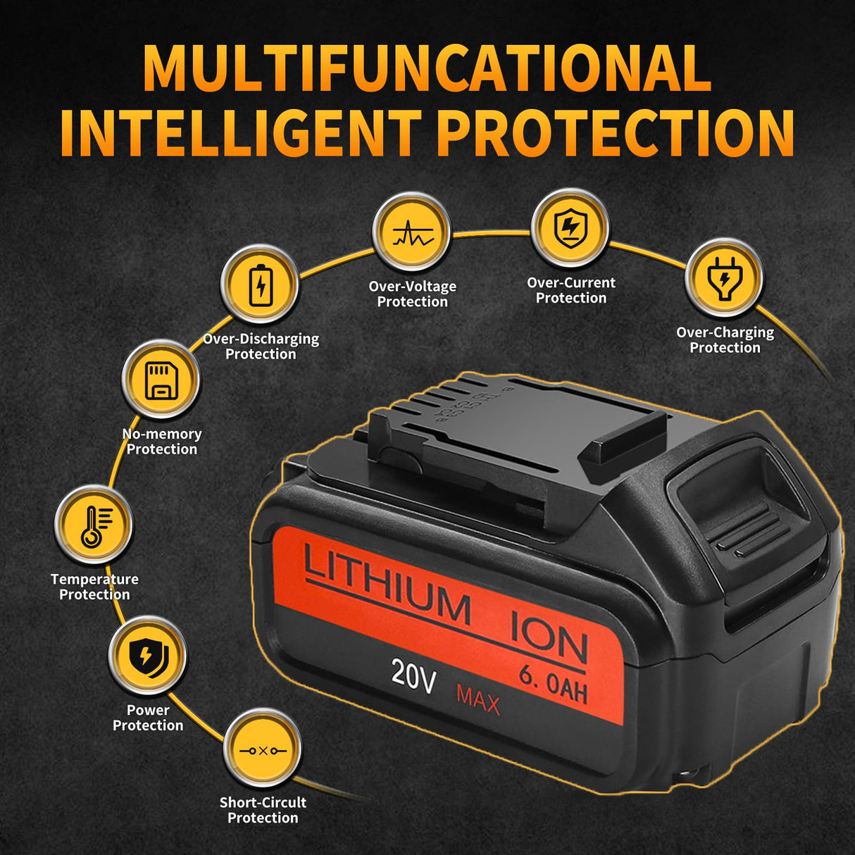 EOHJAR 2 Pack 20V 6.0Ah Replacement Battery Compatible with Dewalt 20V Battery Max XR Lithium ion DCB204 DCB206 DCB200 DCB180 DCD985B DCD771C2 DCS355D1 DCD790B EOHJAR