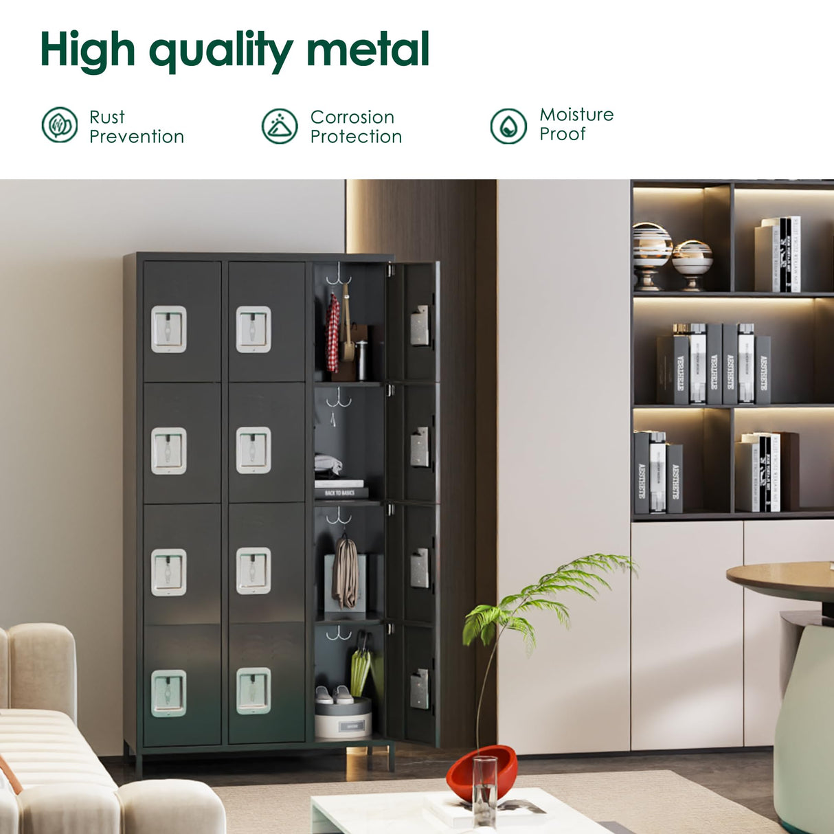 GangMei Employee Locker, Tall Metal Locker with 12 Doors, 72" Storage Locker for Employees School Hospital Garage Gym Home Office with Hooks Requires Assembly (Dark Gray) GangMei