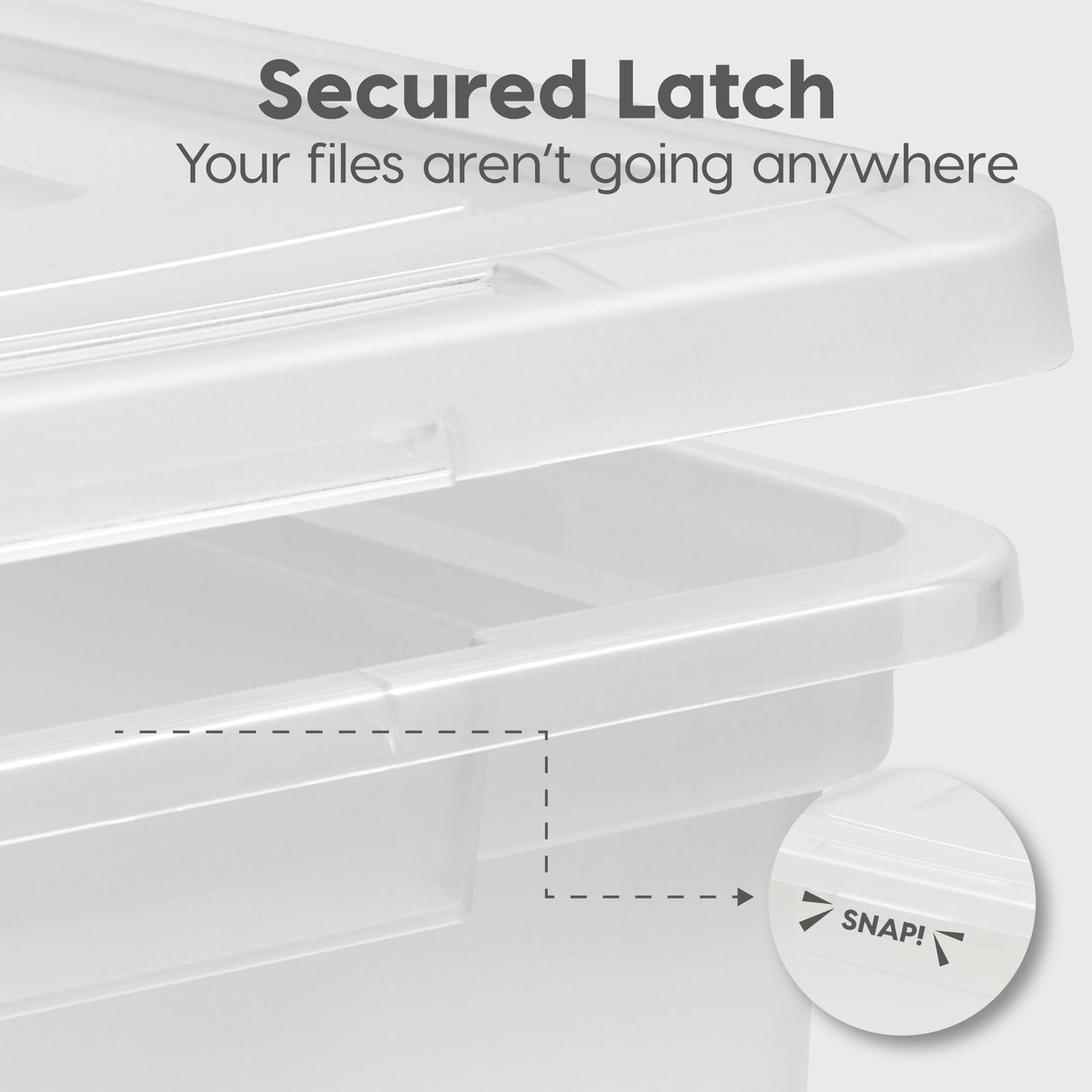 IRIS USA File Box Plastic File Organizer for Letter/Legal File, Document Box, Storage Bin Tote Organizer with Durable and Secure Latching Lid, Stackable, Nestable, BPA-Free, Clear 35 Qt. 4 Pack IRIS