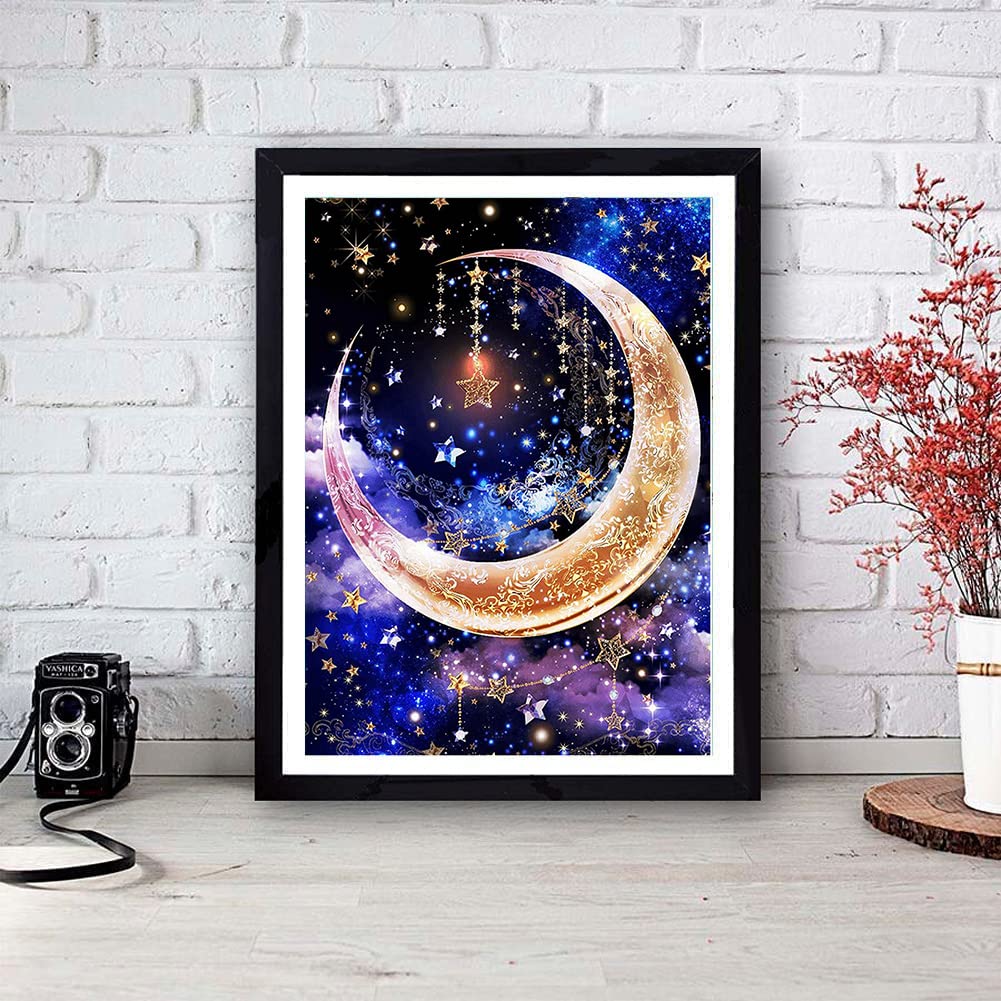 KTHOFCY 5D DIY Diamond Painting Kits for Adults Kids Star Moon Full Drill Embroidery Cross Stitch Crystal Rhinestone Paintings Pictures Arts Wall Decor Painting Dots Kits 15.7X11.8 in KTHOFCY