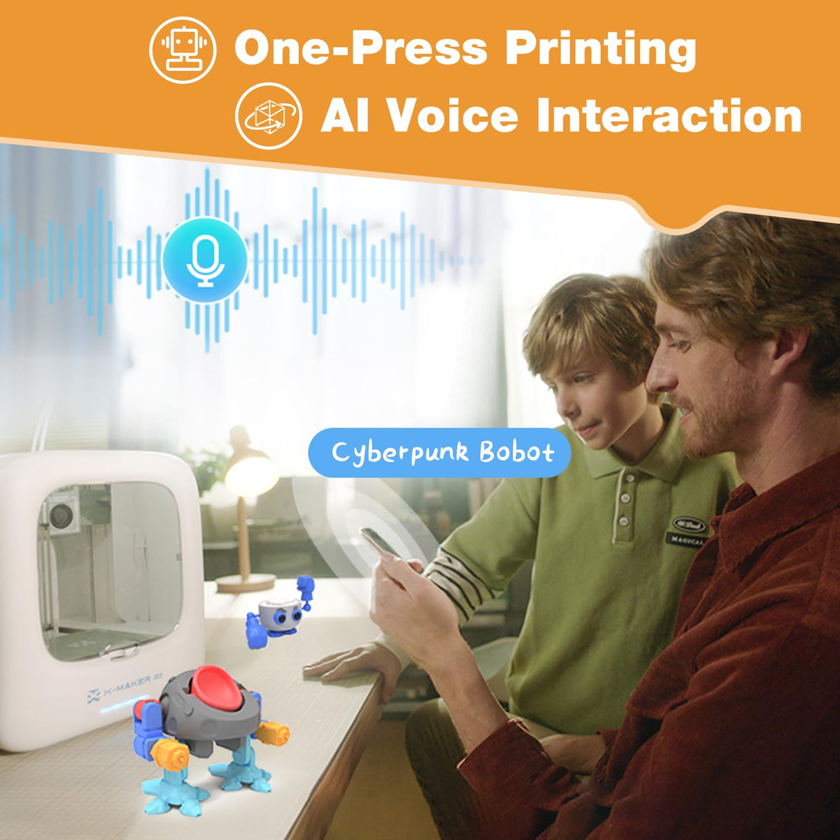 AOSEED 3D Printer, High Precision Beginner 3D Printer, Huge Tool Library and Customizer, Plug-and-Play 3D Printer with 8 PLA Filament Set, Wi-Fi & App Control, Create STEM, X-Maker Joy AOSEED