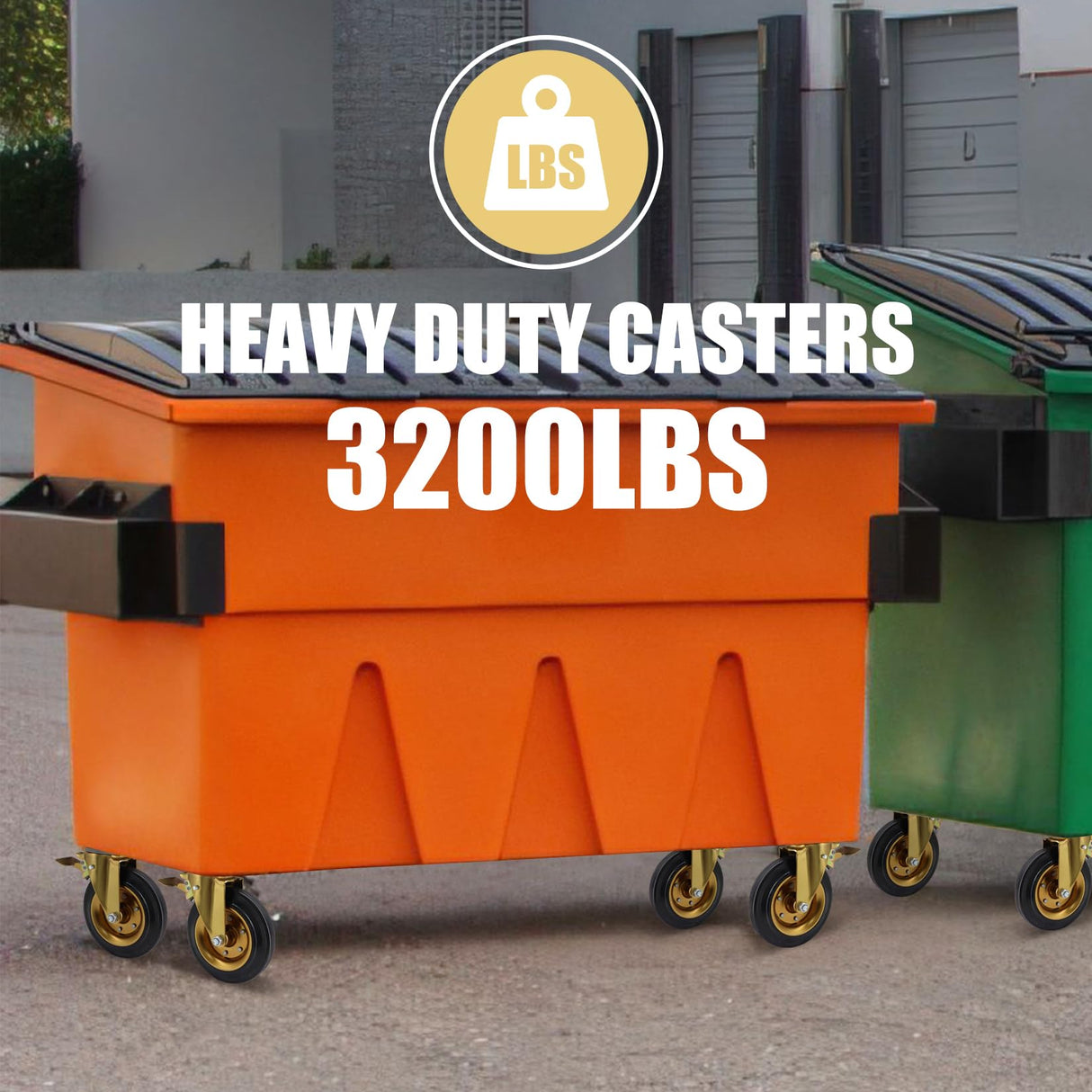 WBD WEIBIDA 8 In Heavy Duty Plate Casters Set of 4, 3200 Lbs Industrial Rubber Wheels for Cart Furniture and Workbench,Outdoor Castors Dual Locking Replacement (4 Brakes, Free Spanner) W B D WEIBIDA