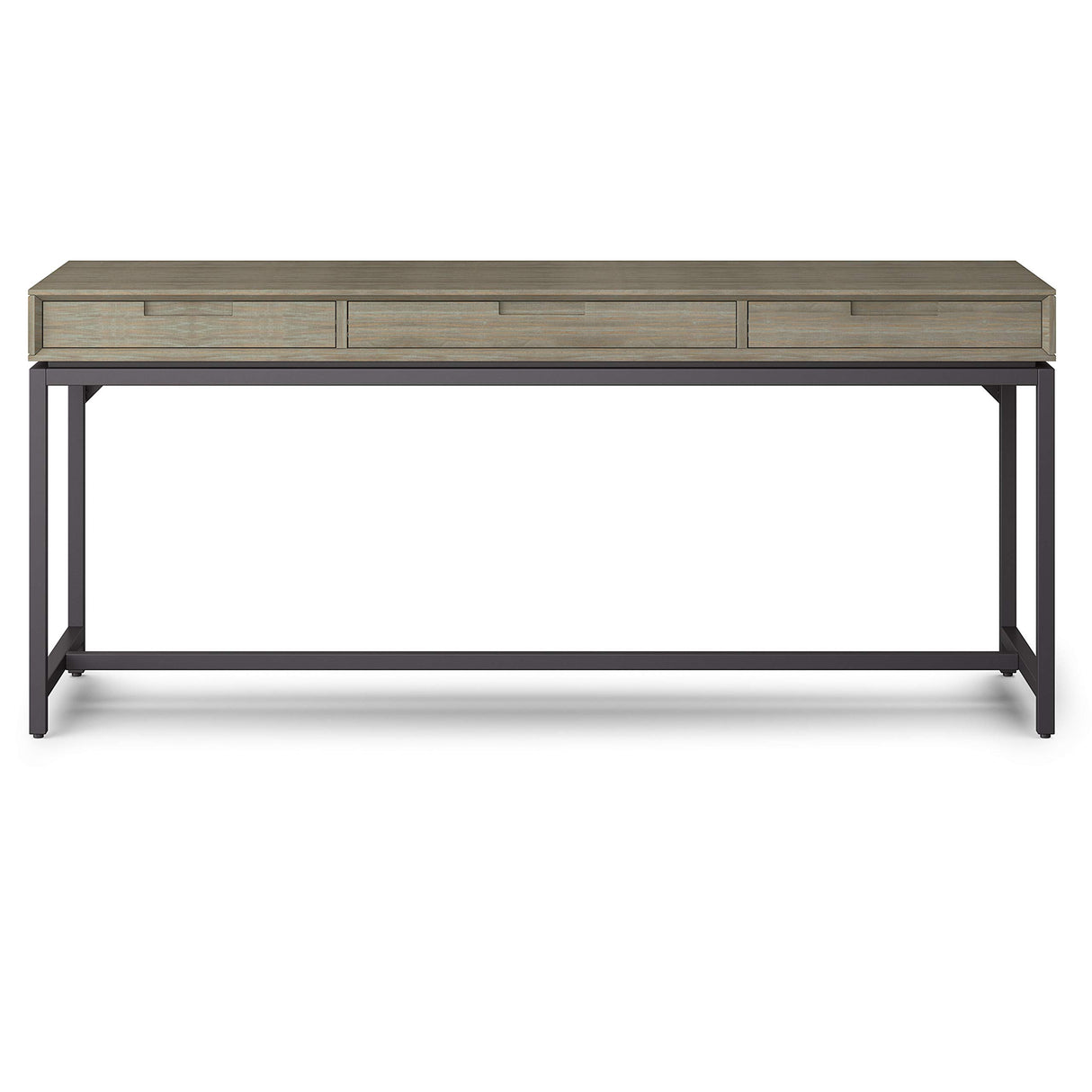 SIMPLIHOME Banting SOLID WOOD and Metal 72 inch Wide Home Office Desk, Writing Table, Workstation, Study Table Furniture in Distressed Grey with 2 Drawers SIMPLIHOME
