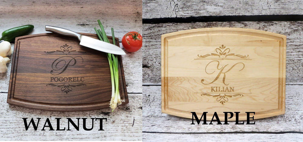 Personalized Wood Cutting Board - Walnut - Maple - 20 Designs donebetter