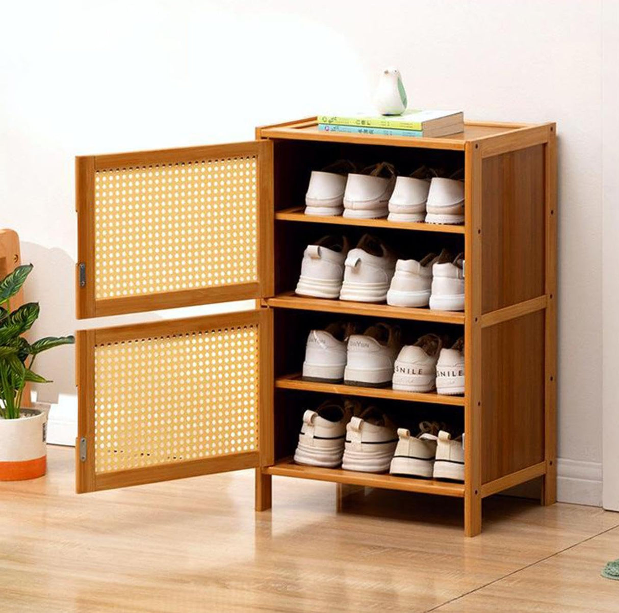 HOLMZCED Bamboo Nightstand with 2 Drawers, Rattan Night Stand Freestanding End Table with Large Capacity Modern Bed Side Table Dark Brown for Living Room HOLMZCED