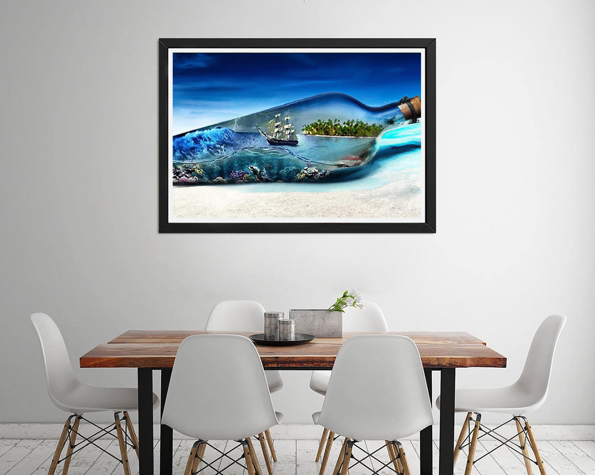 Diymood DIY 5D Diamond Painting Kits for Adults Bottle - Diamond Art Kits for Adults Seascape | Full Drill Round | Crystal Mosaic Picture | Beginner | Home Wall Decor | 16x20 Inch Diymood