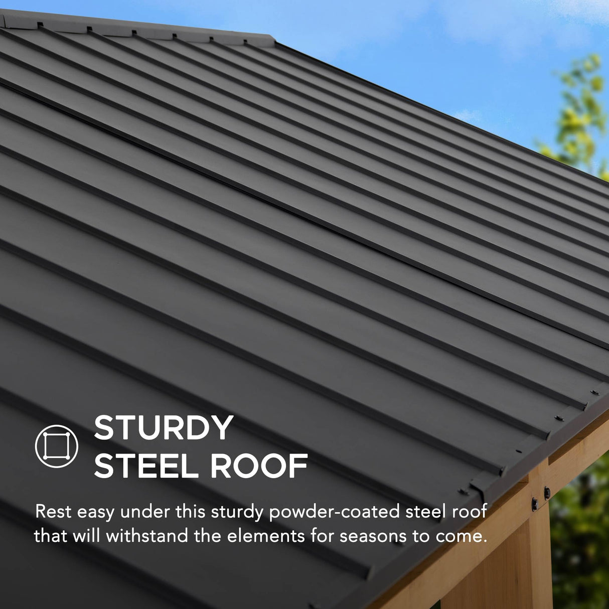 Sunjoy Carport 11 ft. x 20 ft. Standard Wood Gazebo Heavy Duty Garage, Cedar Framed Gazebo Car Shelter with Metal Roof and Movable Ceiling Hook Sunjoy