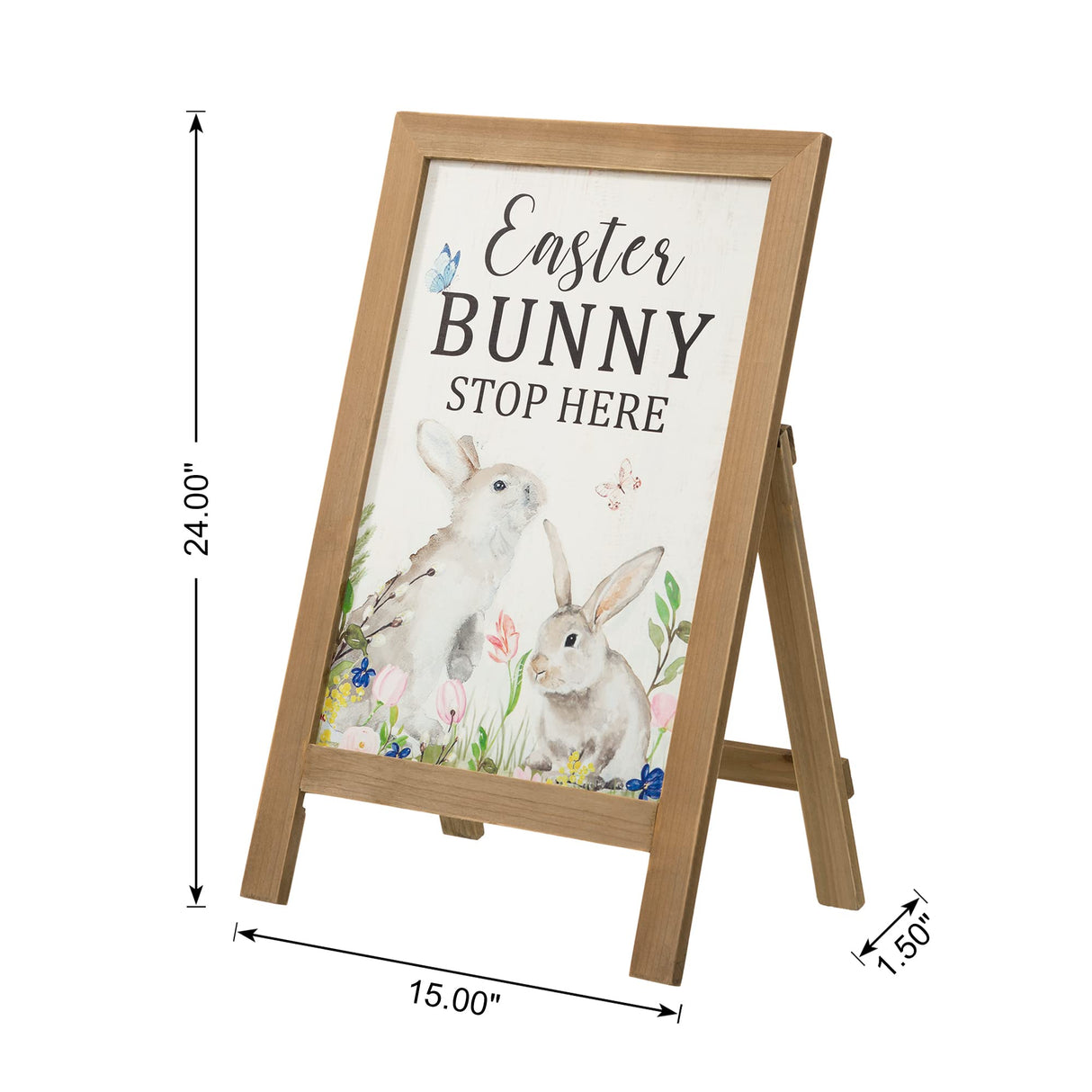Glitzhome 24”H Easter Wooden Porch Sign, Bunny Sign Decor Rustic Rabbit Decoration Welcome Porch Decor for Easter Yard Entryway glitzhome