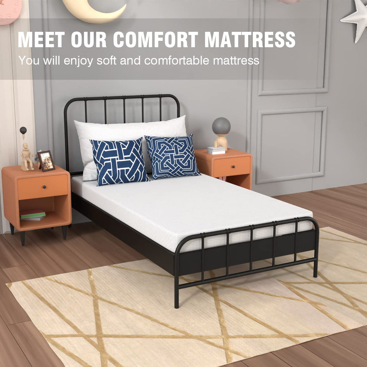 PayLessHere 5 Inch Twin Gel Memory Foam Mattress Fiberglass Free/CertiPUR-US Certified/Bed-in-a-Box/Cool Sleep & Comfy Support/Medium Firm mattresses PayLessHere