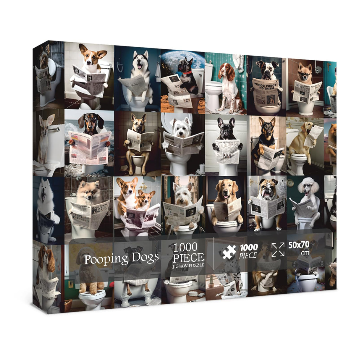 Pooping Dogs Puzzles 1000 Piece for Adults, Animal Jigsaw Puzzles 1000 Pieces, Funny Puppy Puzzles Prank Puzzle Dog Pooping BBOLDIN