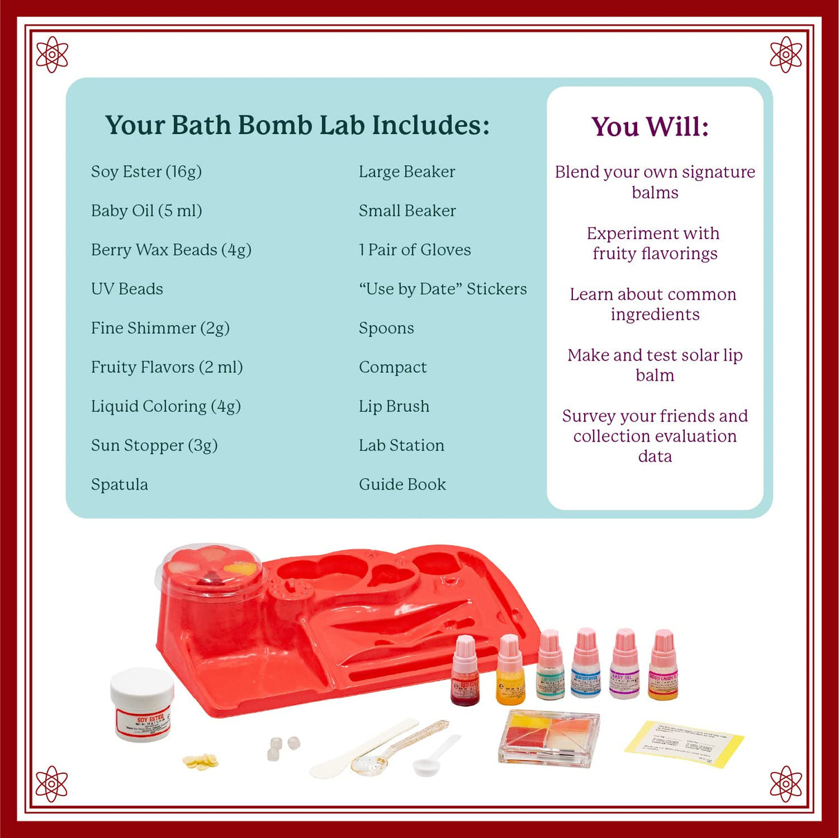 MindWare Science Academy Lip Balm Lab Kit | Includes 18pcs for DIY Lip Balms to Teach Kids & Teens Cosmetic Chemistry MindWare