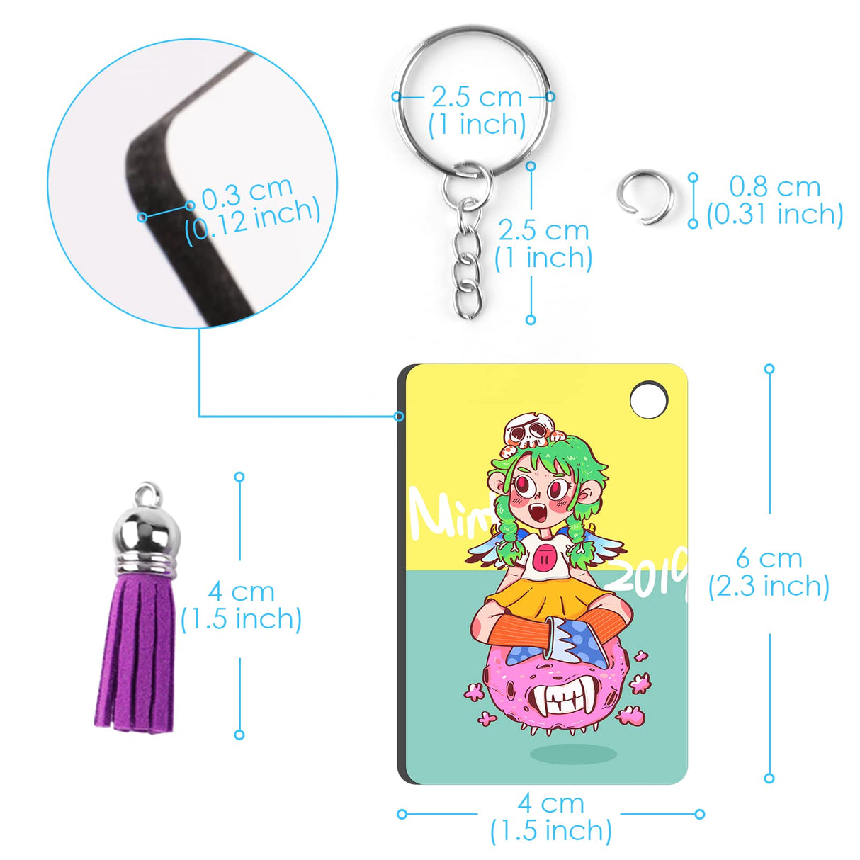 HTVRONT Sublimation Keychain Blanks Bulk - 120Pcs Sublimation Blanks Keychain with Blue Protective Film - MDF Rectangle Keychain with Tassels - Heat Transfer Keychain Blanks Double Sided HTVRONT