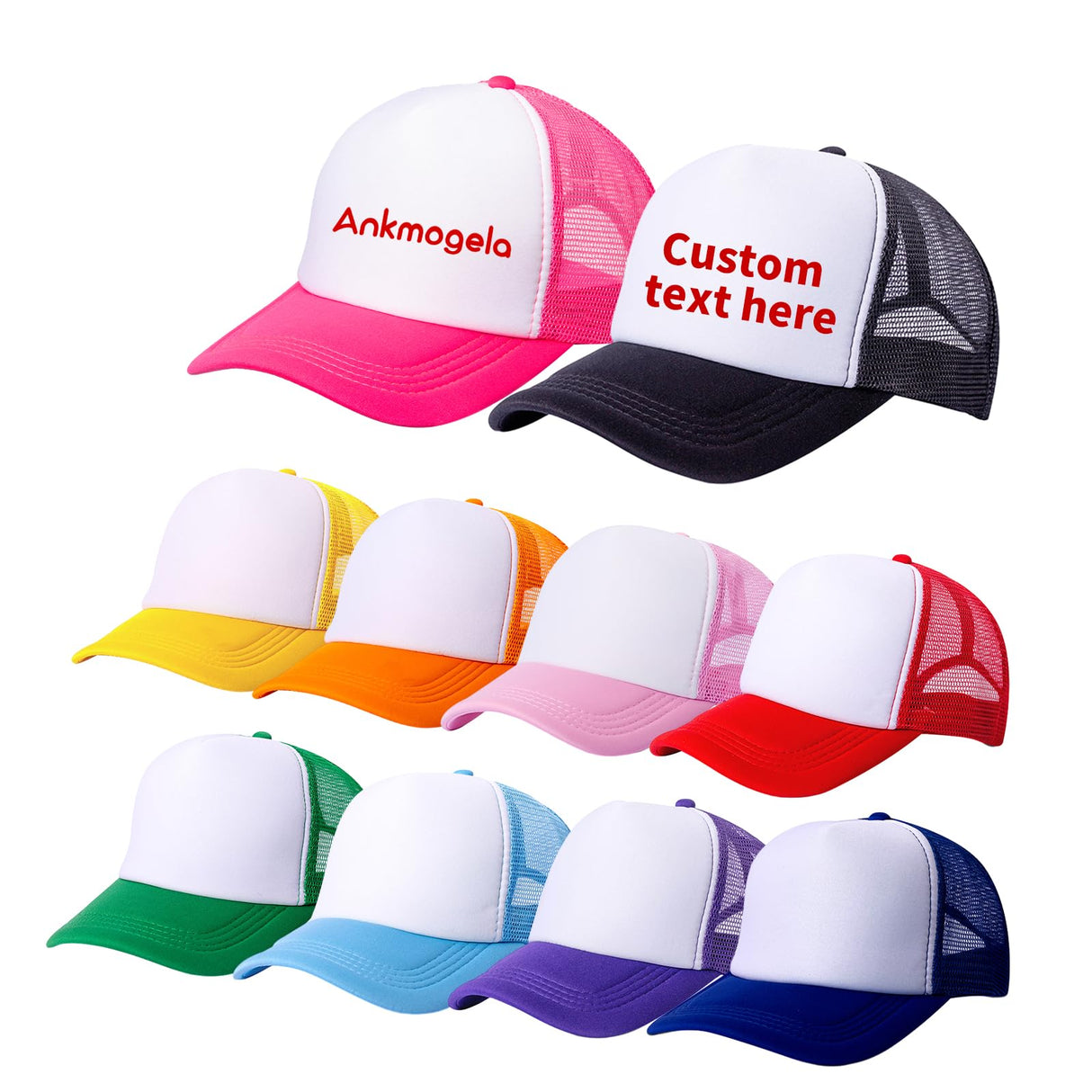 Ankmogela 10 Pack of Blank Trucker Hat Men and Women Mesh Hat Hot Stamping DIY Graffiti Hat Baseball Cap Ankmogela