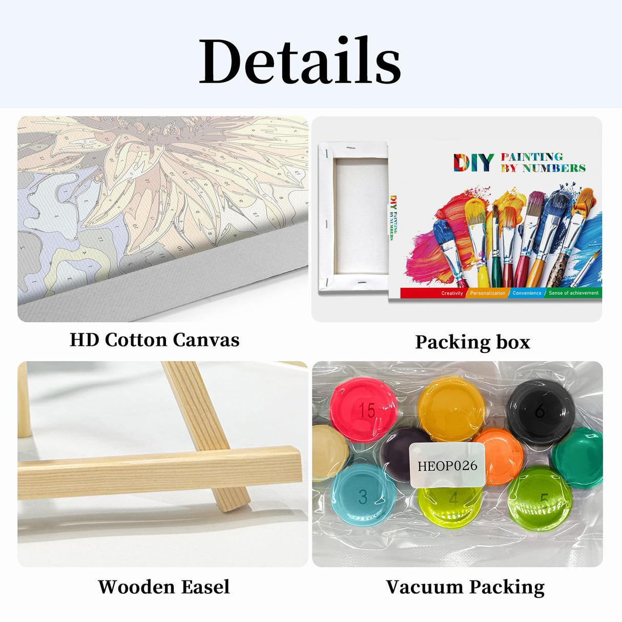 HeeBenor Framed Paint by Numbers Kit for Adults, Sunflower Paint by Number with Easel, DIY Flowers Acrylic Oil Painting Kit, Adult Paint by Number Kits Framed Canvas for Home Decor 8x12 Inch HeeBenor