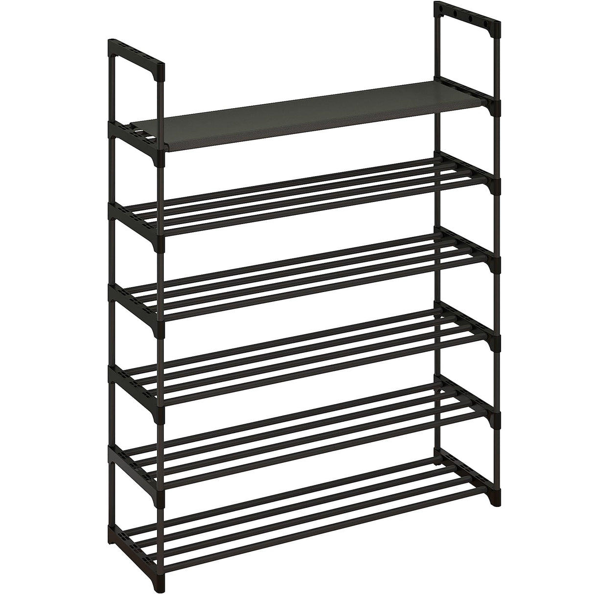 Calmootey 6-Tier Shoe Rack, Tall Large Capacity 30 Pairs Shoes Storage Organizer, Stackable Wide Shoe Shelf for Entryway, Hallway, Black Calmootey